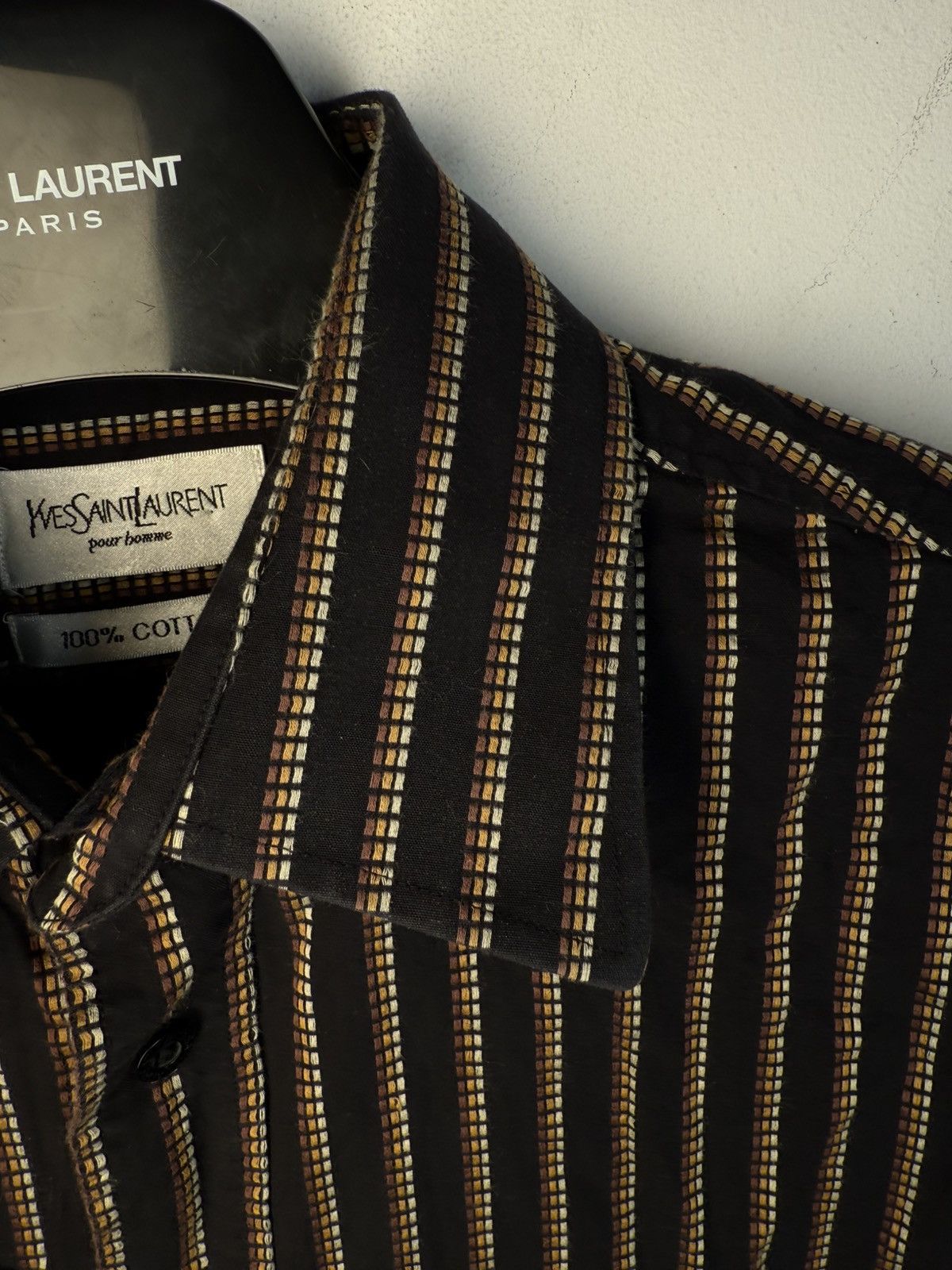 Yves Saint Laurent Black YSL Shirt Striped Button Up Dress Shirt Casual Collar Size US M / EU 48-50 / 2 - 12 Thumbnail