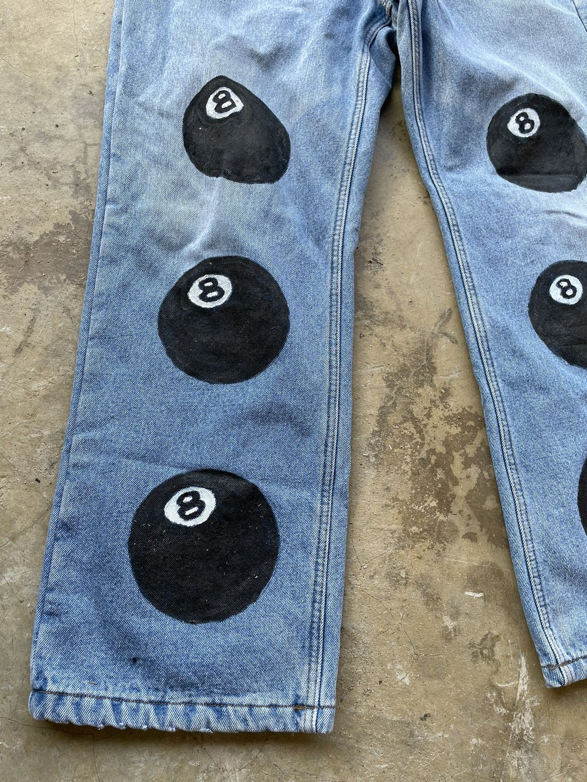 Redhead Vintage Stussy Baggy Jeans 8 ball Custom Made Size US 35 - 3 Thumbnail