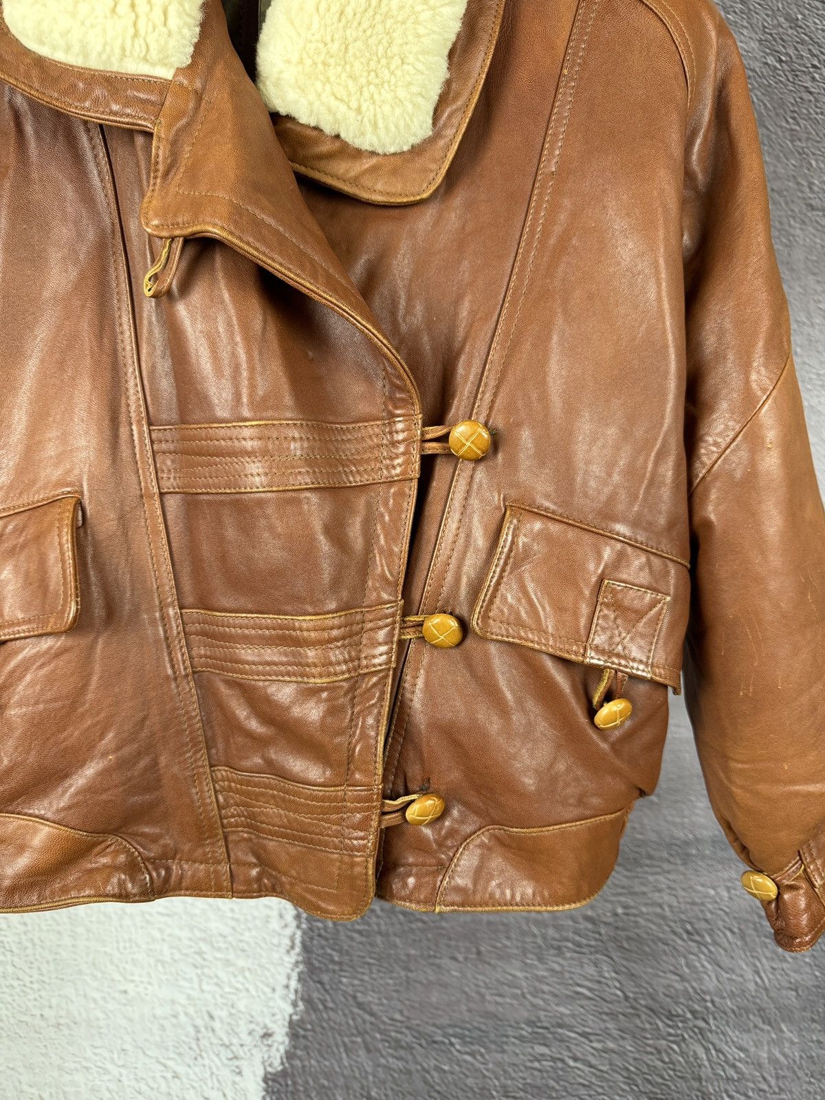 Vintage Vintage 80s 90s brown motorcycle leather Sherpa jacket Size M / US 6-8 / IT 42-44 - 9 Thumbnail