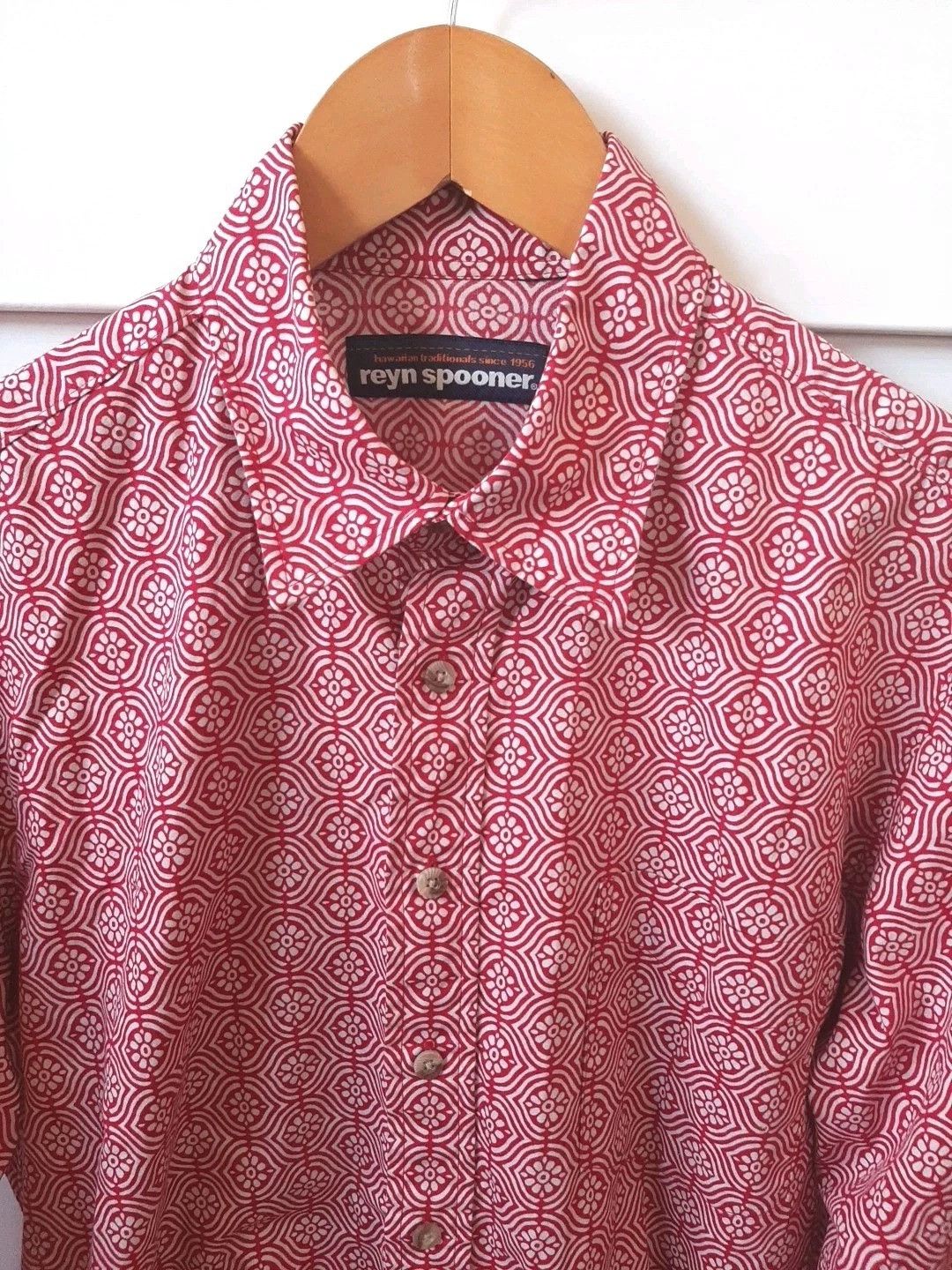 Reyn Spooner Reyn Spooner Geometric Flower Red Long Sleeve Hawaiian Size US L / EU 52-54 / 3 - 1 Thumbnail