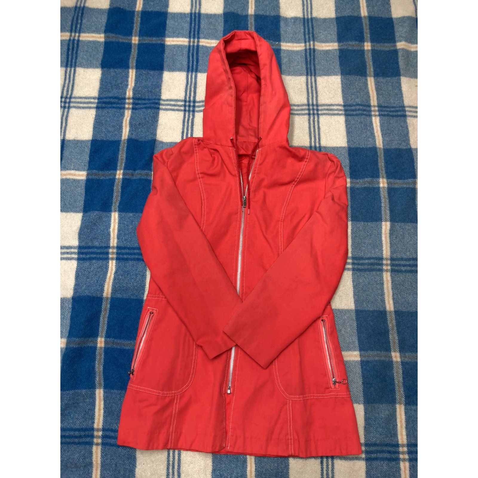 Vintage VINTAGE 60s Full Zip Hooded Red Jacket Small Women S Zipper Serval Loop Vintage 50s vtg Size S / US 4 / IT 40 - 3 Thumbnail