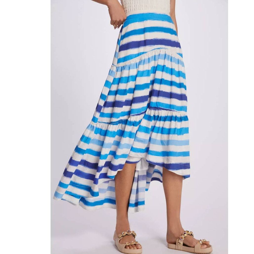 Anthropologie New Anthropologie Maeve Striped A-Line Midi Skirt $148 XS Size 26" / US 2 / IT 38 - 2 Thumbnail