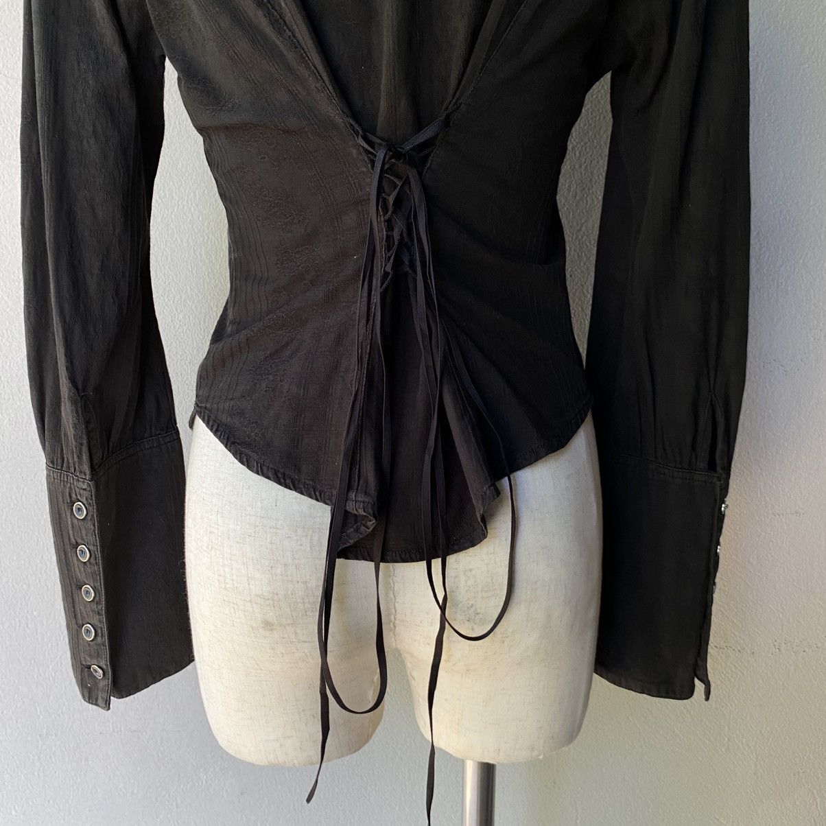 Japanese Brand PEACE NOW Y2K Punk Black Ruffled Long Sleeve Blouse Size M / US 6-8 / IT 42-44 - 6 Thumbnail