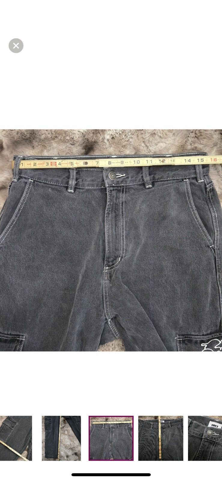 Obey Y2K OBEY Charcoal Black Wash Cargo Straight Wide Pants 30x30 Size US 30 / EU 46 - 7 Thumbnail