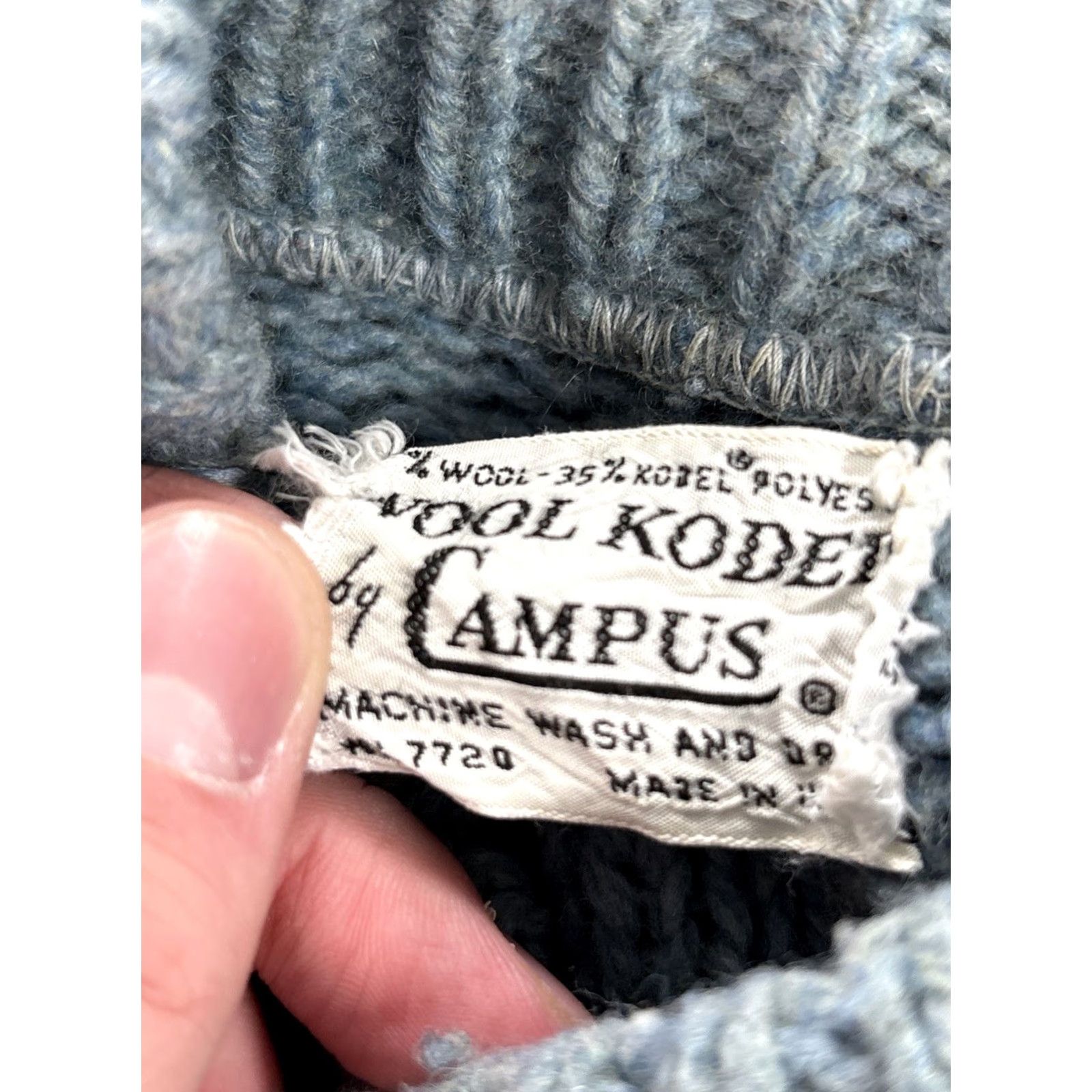 Vintage VINTAGE Wool Kodel Sweater Womens XL Blue Cable-Knit 80s Pullover Grandma Chunky Knit Size XL / US 12-14 / IT 48-50 - 4 Thumbnail