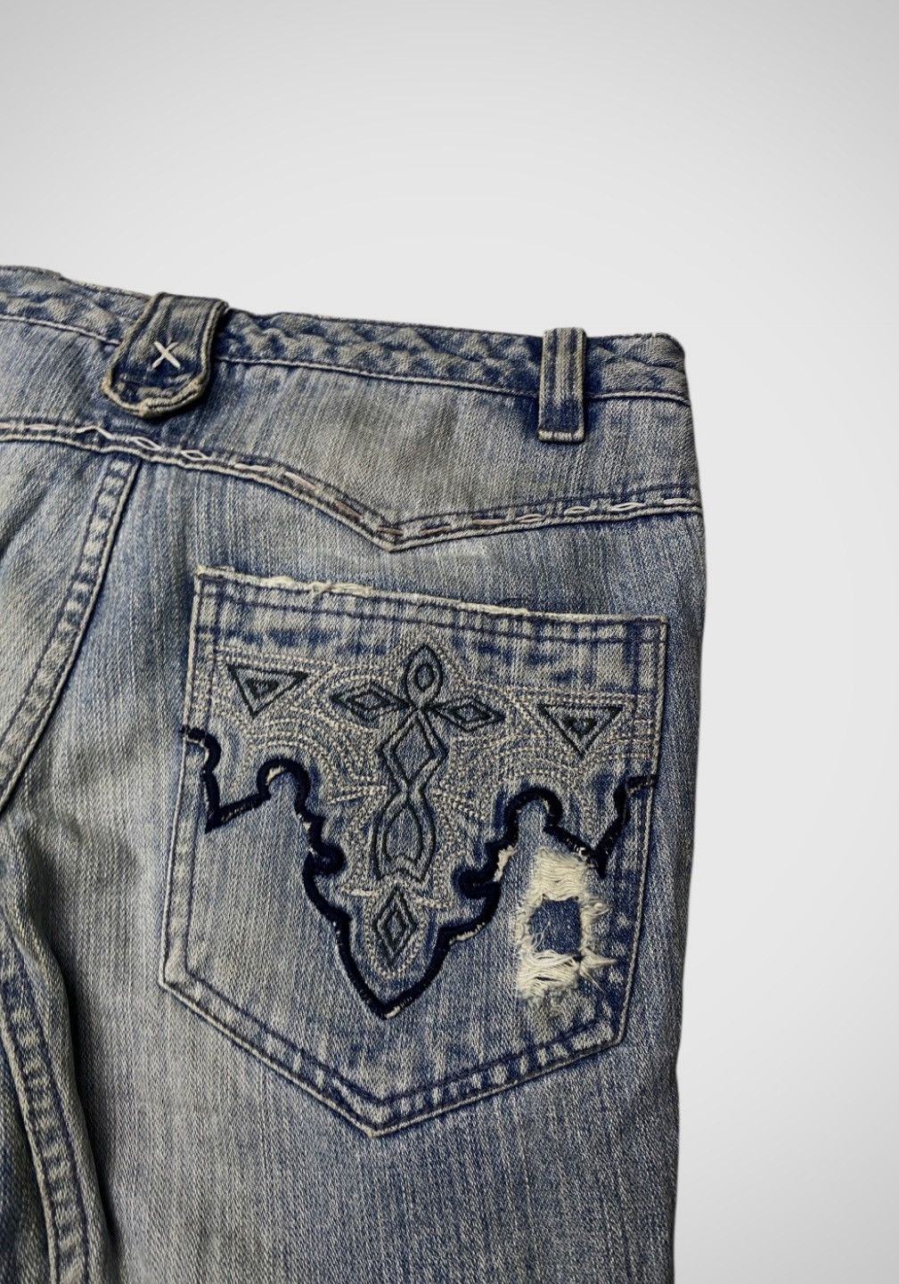 If Six Was Nine Antik Boro Japanese Tribal Flared Jeans Size US 29 - 6 Thumbnail