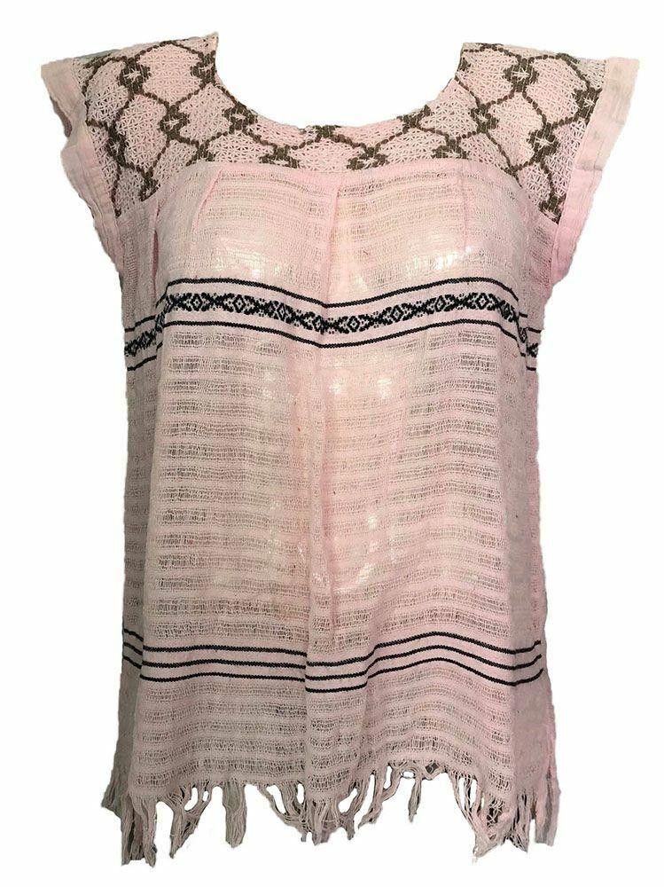 Designer Used Pink Hand Made Loom Bluse L Size L / US 10 / IT 46 - 1 Thumbnail