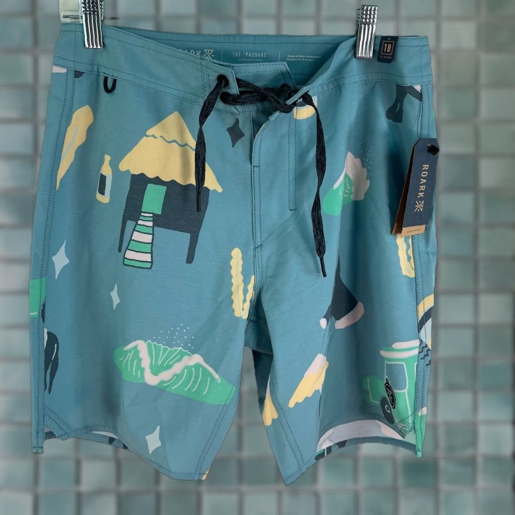 Roark ROARK The Passage Short Shorts Men’s 28 Turquoise Lined Casual Athletic Short Shorts Mens Regular Drawstring Inseam 9 in Size US 30 / EU 46 - 1 Thumbnail