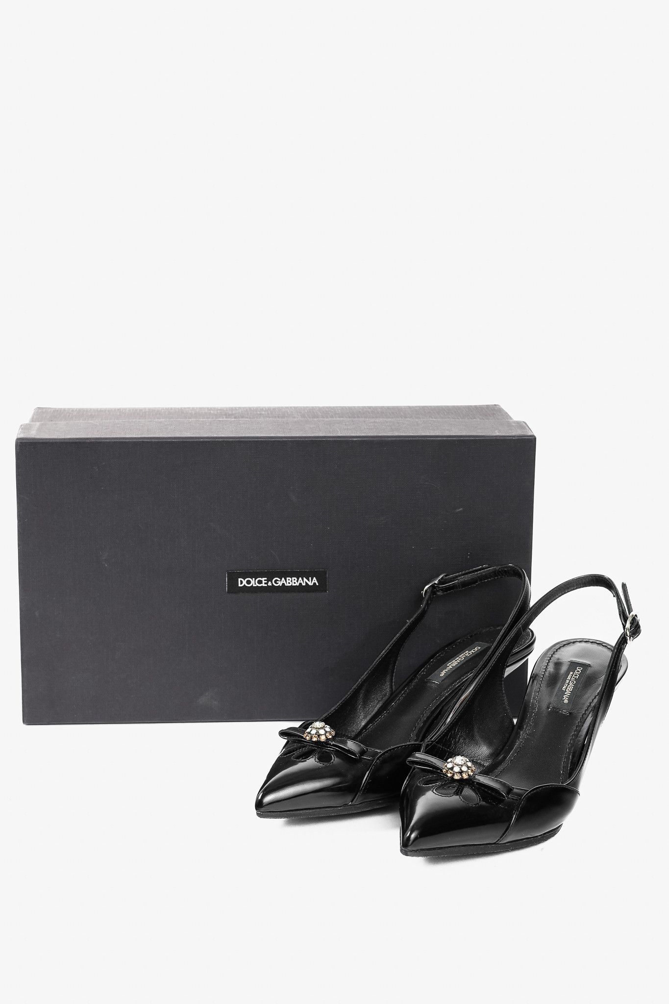 Dolce & Gabbana Dolce & Gabbana Patent Embellished Slingback Heels Size US 5.5 / IT 35.5 - 12 Thumbnail