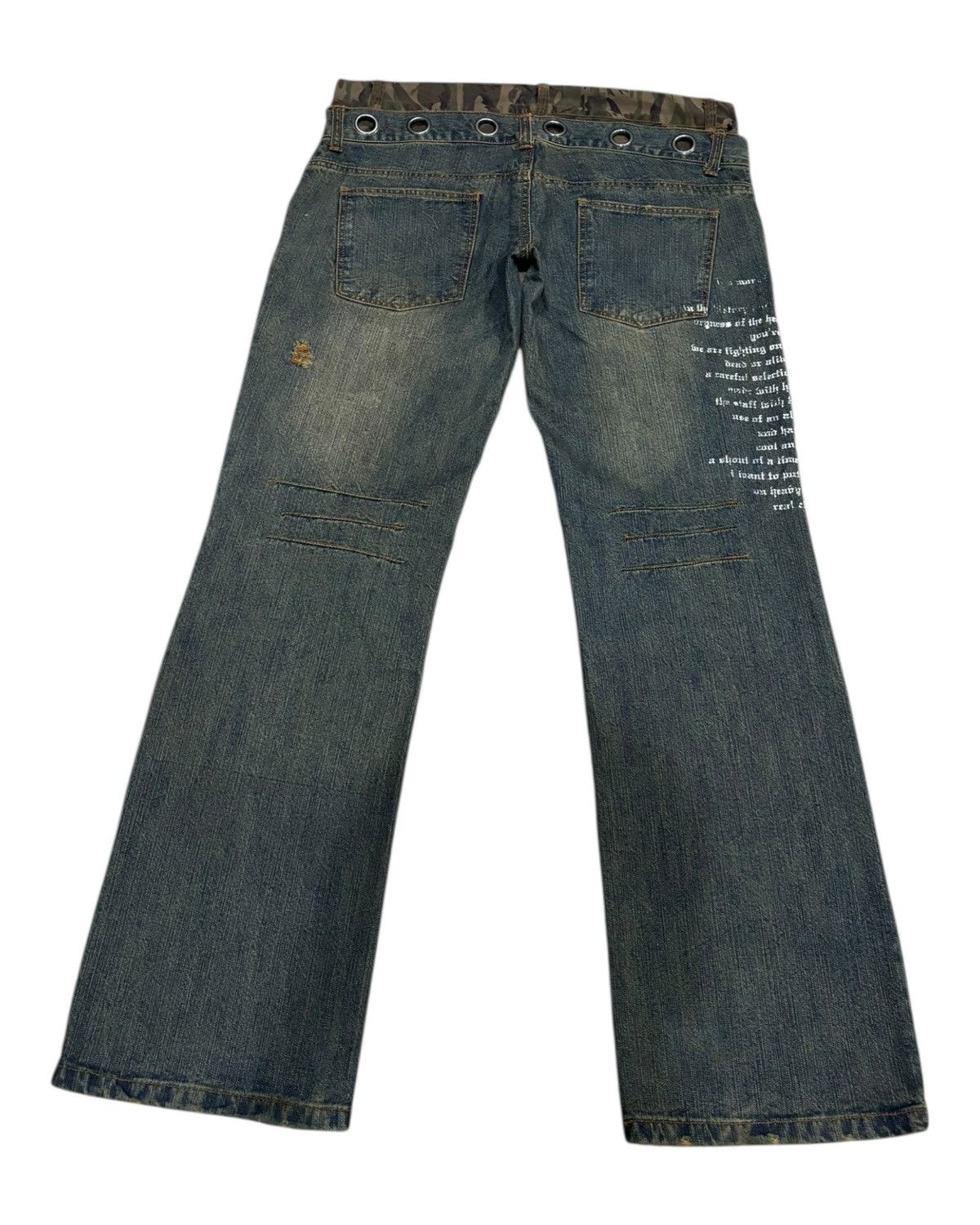 If Six Was Nine × In The Attic × Undercover IN THE ATTIC Double Waist Camo Grommet Wide Leg Denim Jeans Size US 35 - 4 Thumbnail