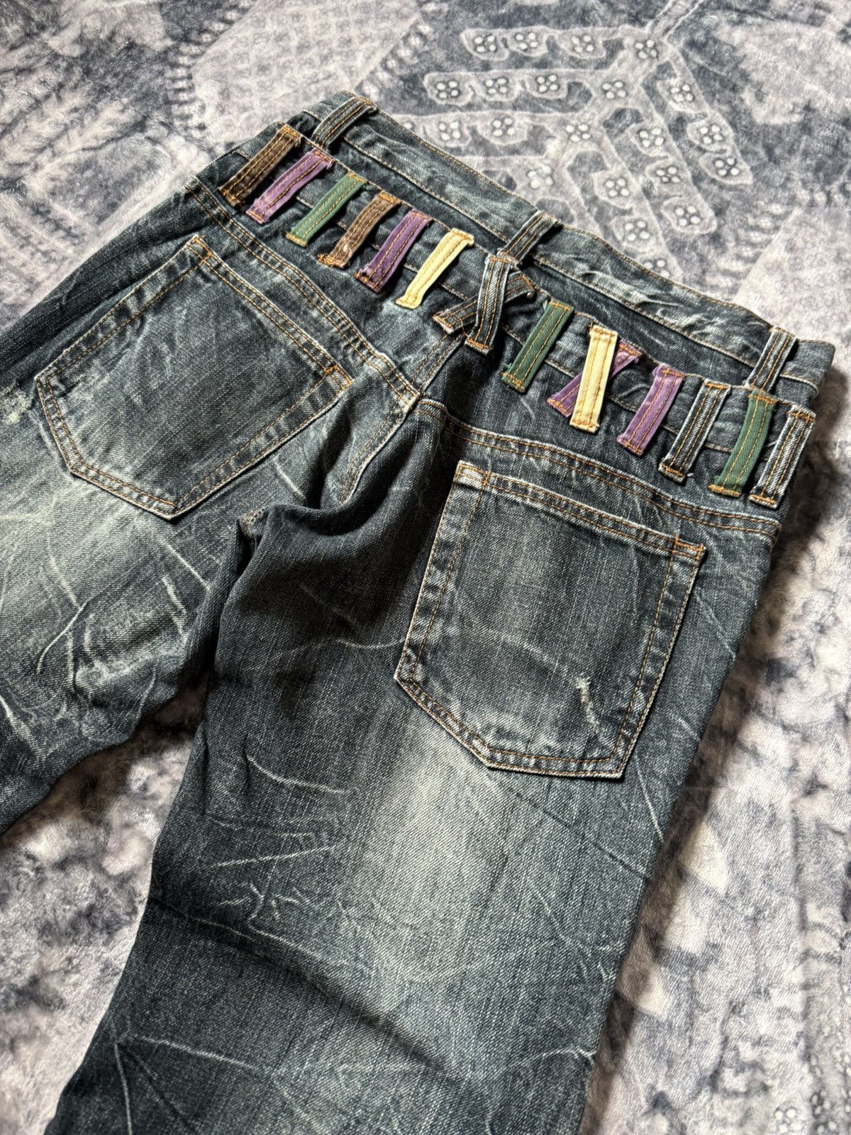 Japanese Brand × LOWBOX × Tete Homme Nylaus Japan Cut And Sew Double Waist Shadow Wash Jeans Size US 30 / EU 46 - 13 Thumbnail