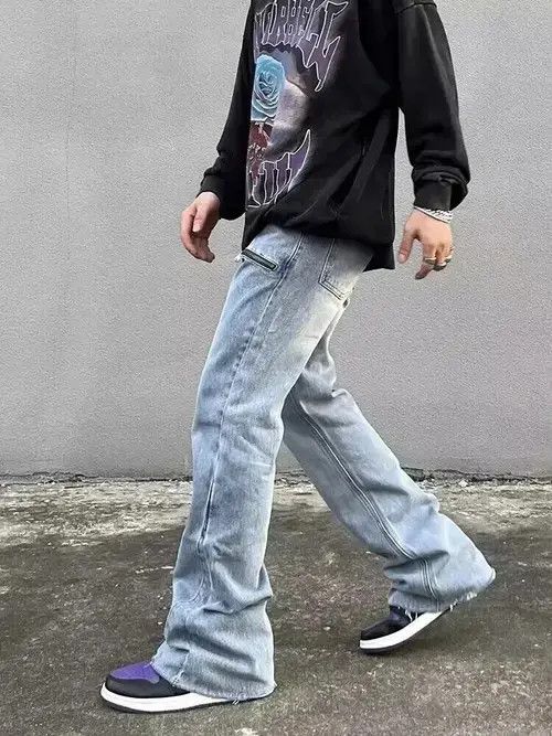 Homemade × Japanese Brand × Jean Vintage washed light blue zippered bootcut jeans Size US 32 / EU 48 - 4 Thumbnail