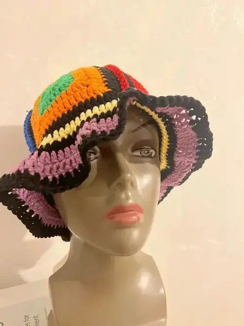 Japanese Brand Handmade Crochet Bucket Hat Size ONE SIZE - 1 Thumbnail