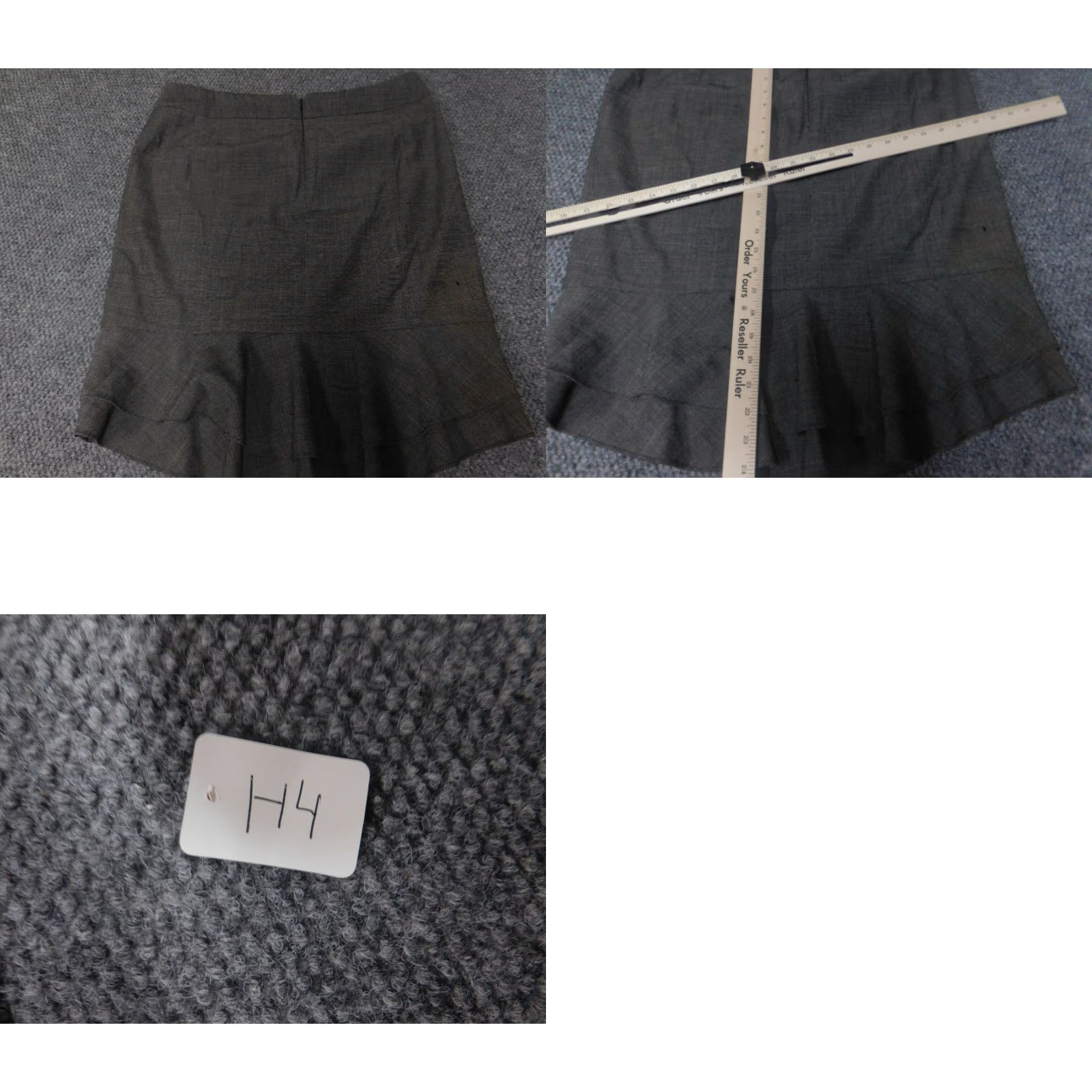 Express Express Womens Skirt 12 Gray Zip A-Line Ruffles Knee Length Casual Everyday Mid Rise Regular Lined Knit Cotton Polyurethane Size 34" / US 12 / IT 48 - 9 Thumbnail