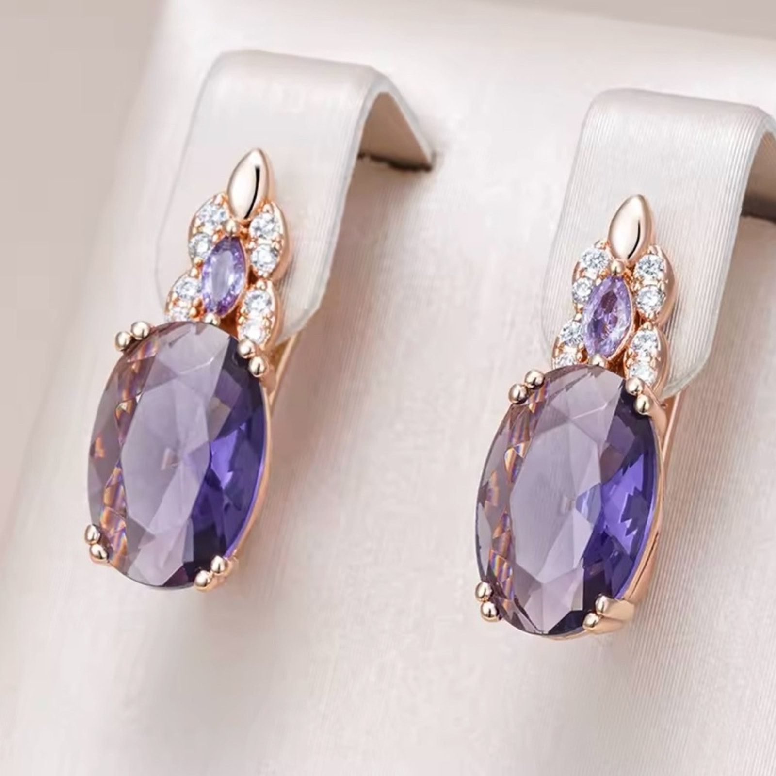 Other Purple Oval Natural Zircon English Earrings for Women 585 Size ONE SIZE - 1 Thumbnail