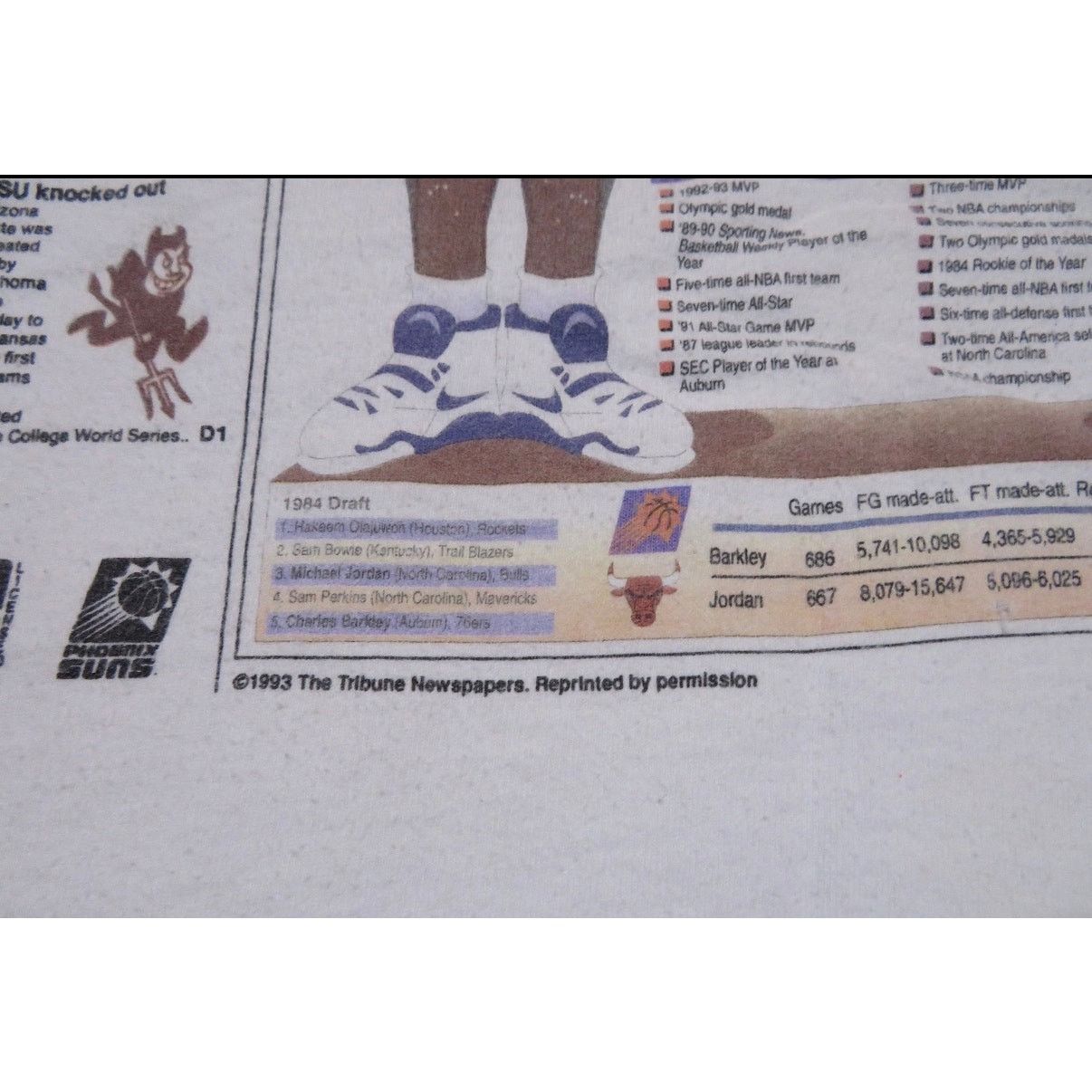 Fruit Of The Loom Vtg ‘93 Trib cvr Barkley v. Jordan NBA Finals cut-off sleeve Size US L / EU 52-54 / 3 - 6 Thumbnail