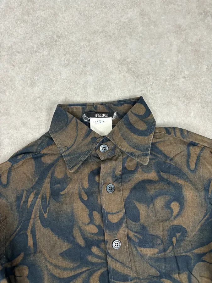 Gianfranco Ferre 2000s Gianfranco Ferré Brown Floral Print Shirt Size US M / EU 48-50 / 2 - 4 Thumbnail