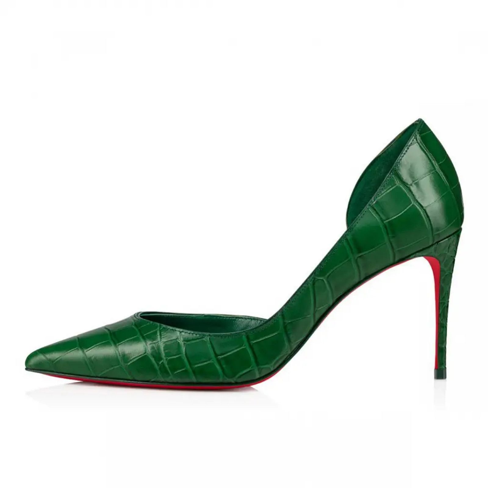 Christian Louboutin Iriza 85 Green Canopee Calf Ali Croc Leather Heel Pump 35.5 Size US 5.5 / IT 35.5 - 3 Thumbnail