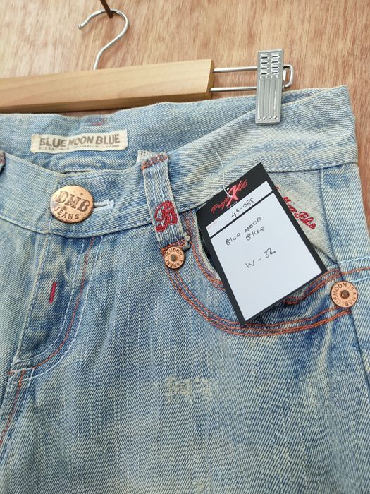 Japanese Brand Blue Moon blue distressed denim jeans pants #46-088DLL Size 30" / US 8 / IT 44 - 3 Thumbnail