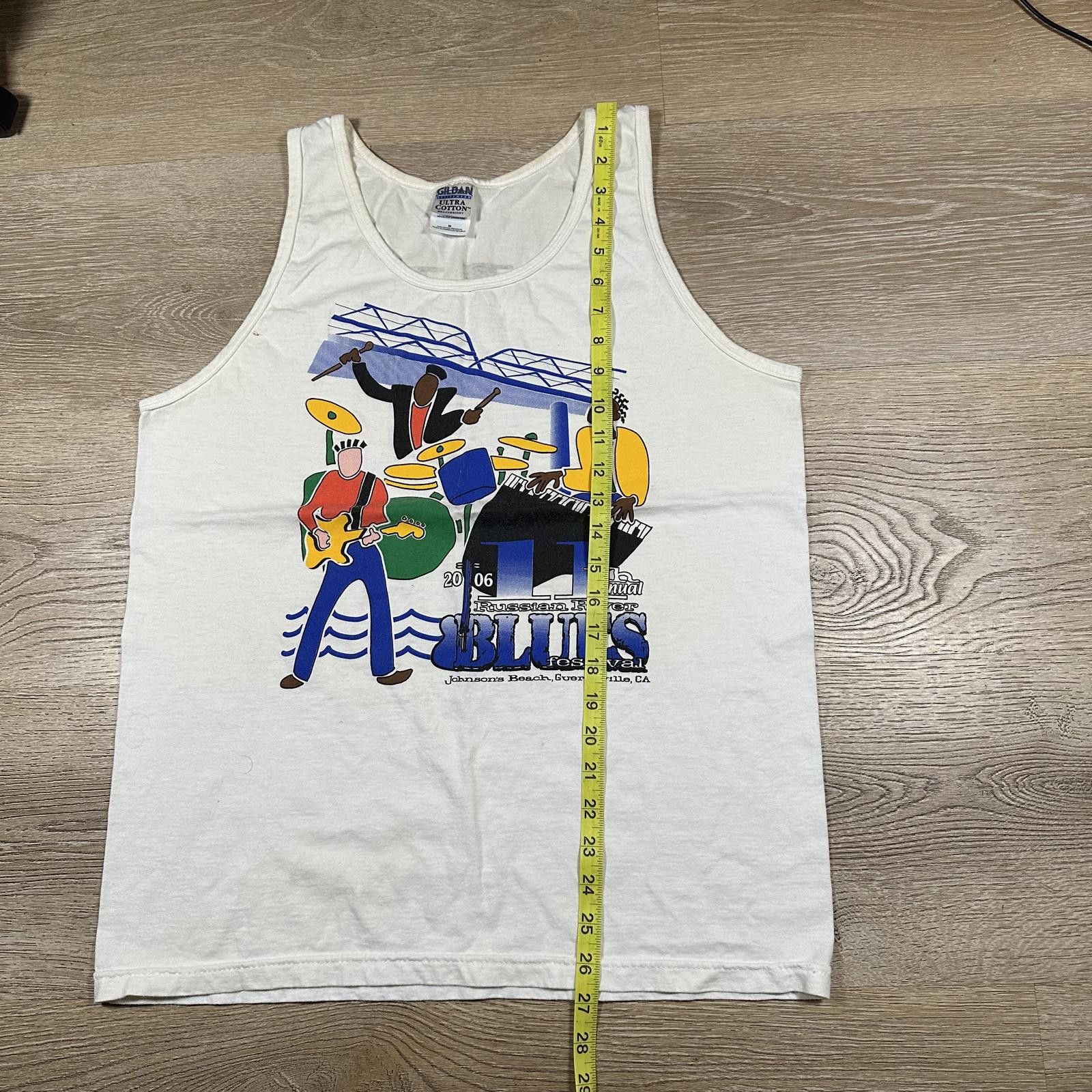 Gildan Gildan Mens Tank Top M White Vintage Blues Festival Graphic Size US M / EU 48-50 / 2 - 6 Thumbnail