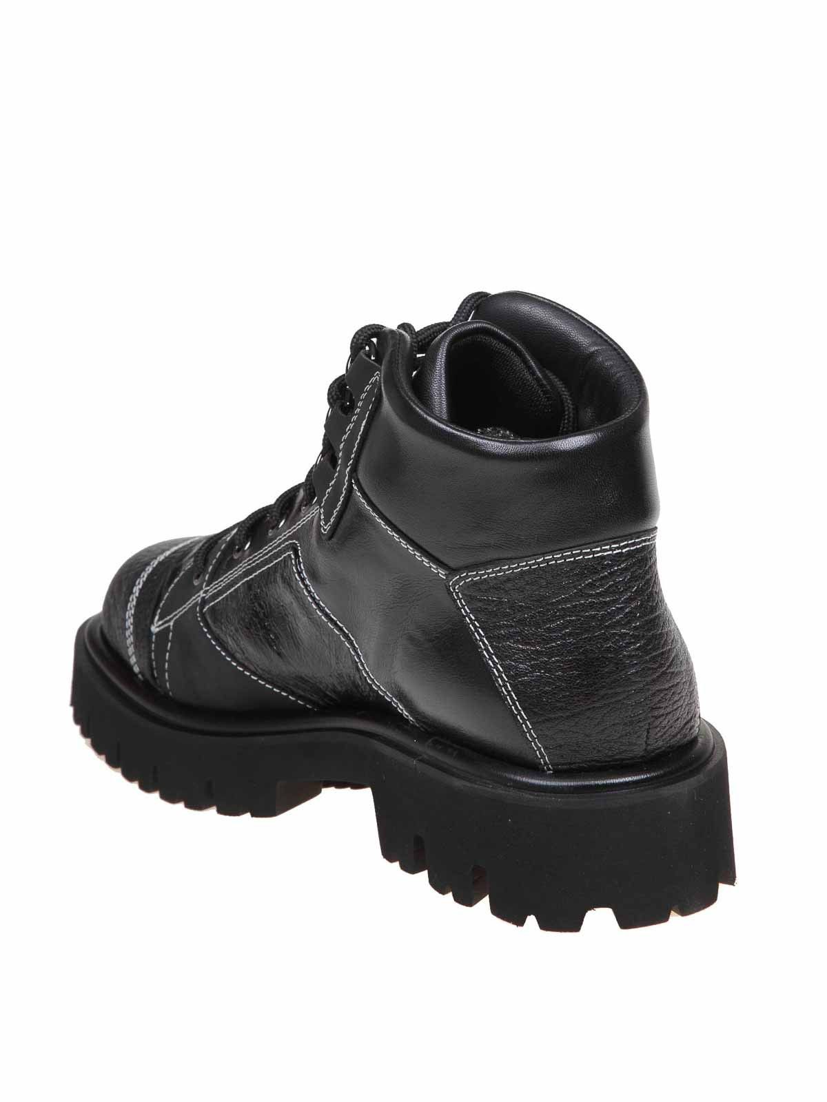Moschino o1y0225 Logo Leather Ankle Boots in Black Size US 7 / EU 40 - 2 Thumbnail