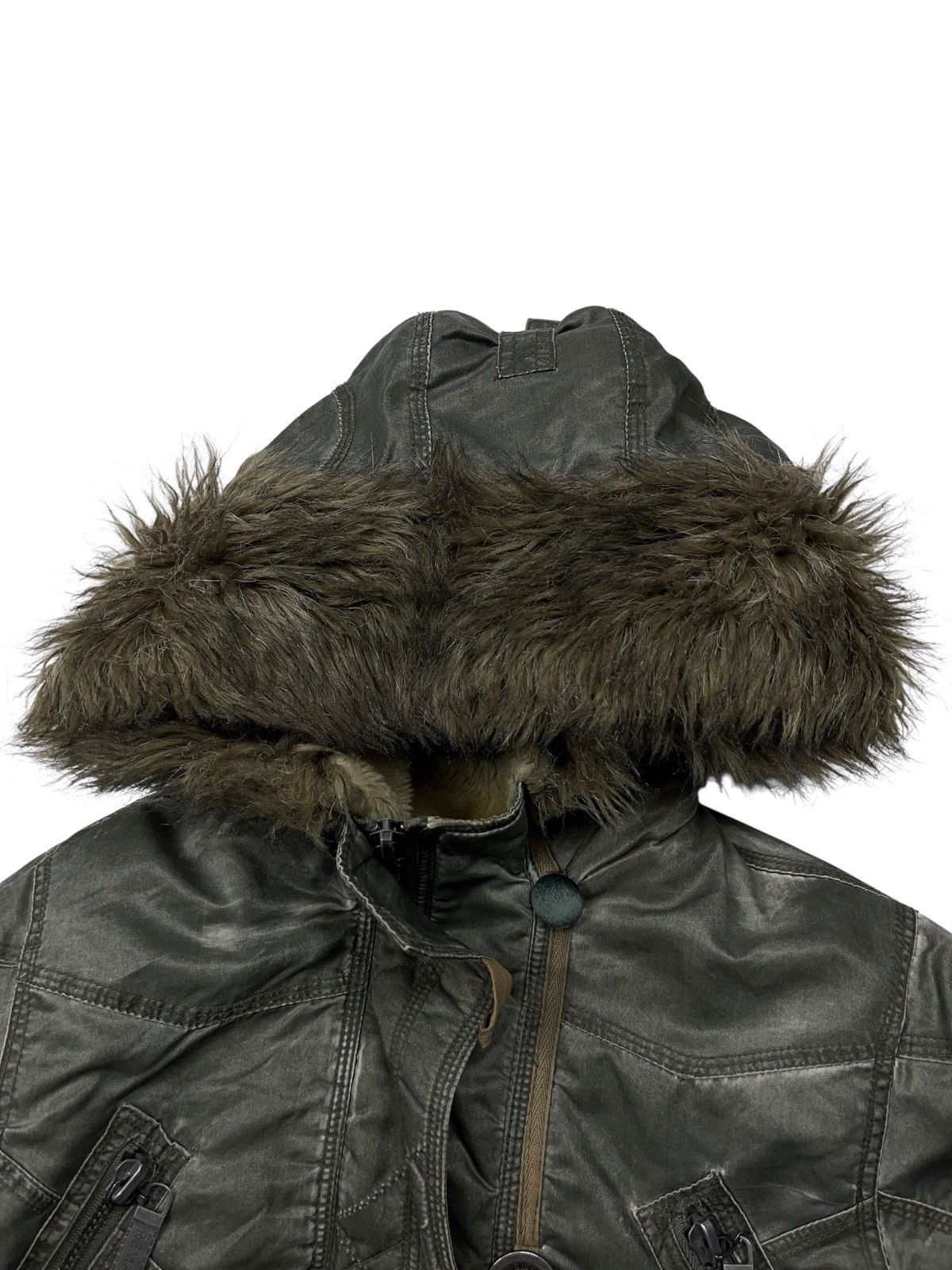 If Six Was Nine Vintage y2k Cropped Faux Fur Alaska Bomber Jacket Washed Size XS / US 0-2 / IT 36-38 - 14 Thumbnail