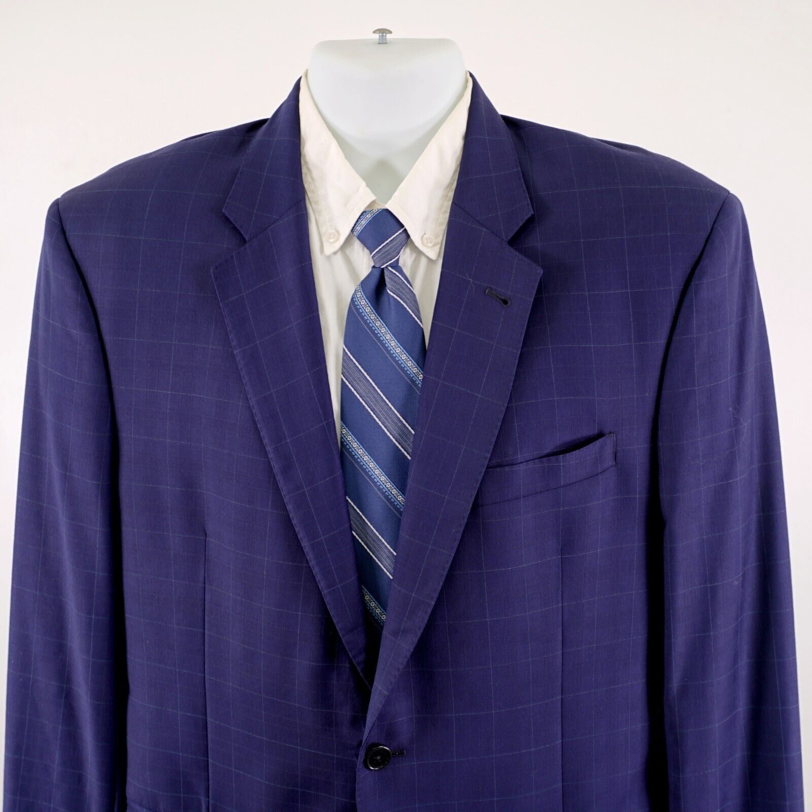 Jos. A. Bank Jos A Bank Signature Gold Super 150s Wool Blue Windowpane 42 Size 42L - 1 Thumbnail