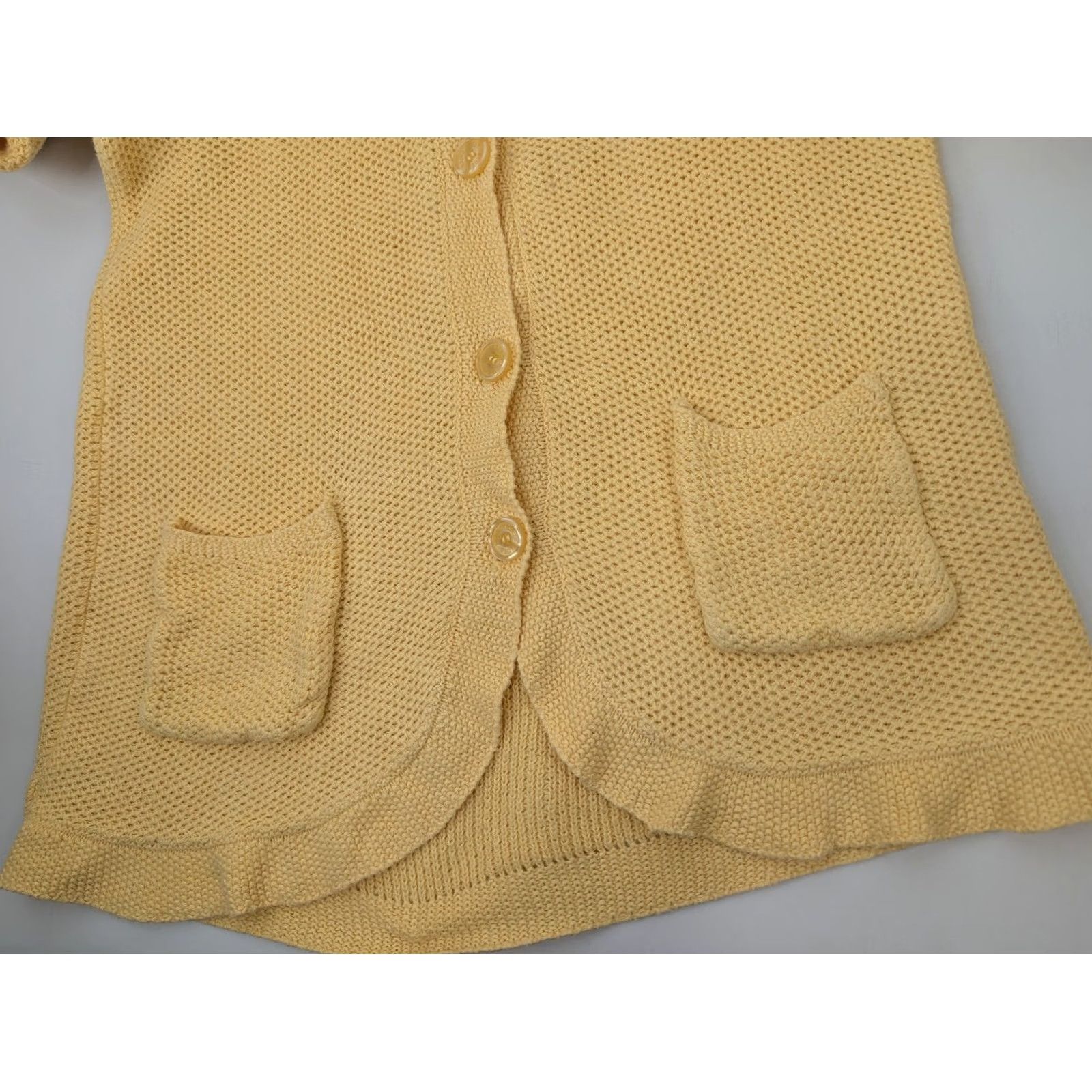 Vintage Mainstreet Blues Cardigan Sweater Long Sleeve Button V-Neck Yellow M Womens Plus Size Size M / US 6-8 / IT 42-44 - 7 Thumbnail