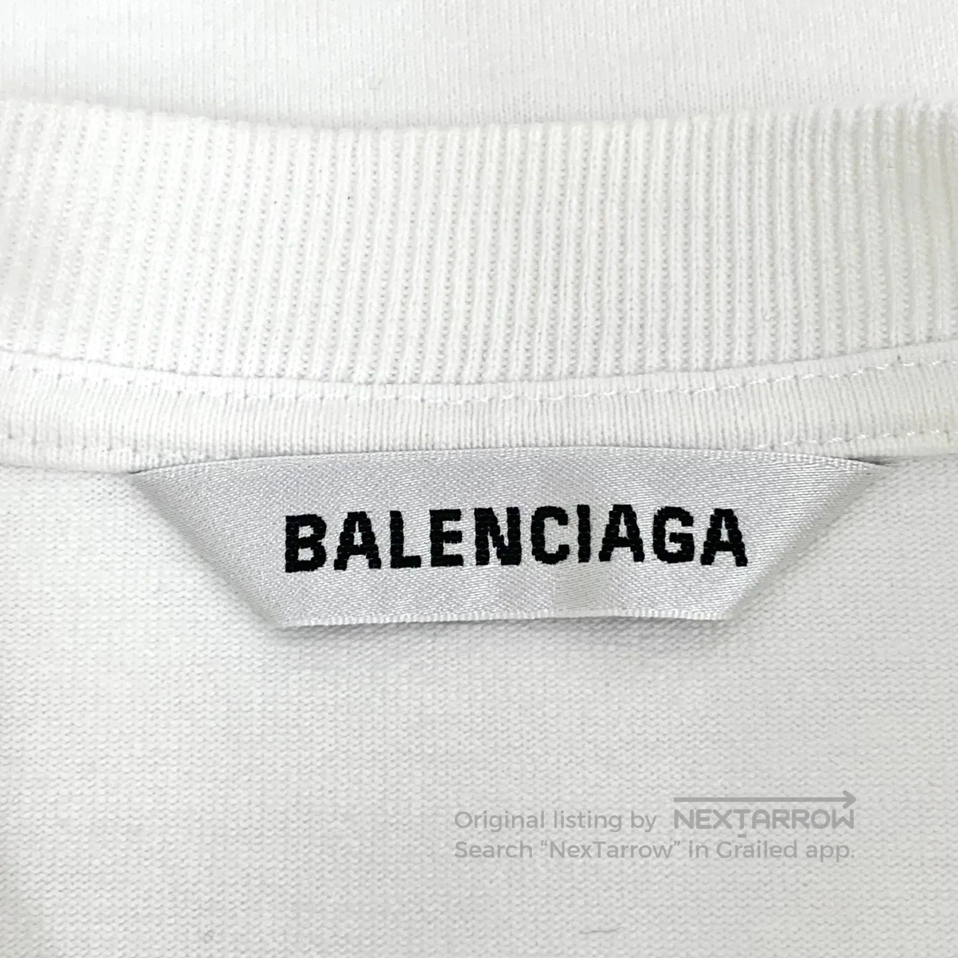 Balenciaga Balenciaga White Logo Letter Printed Cotton Round Neck Sho Size US S / EU 44-46 / 1 - 5 Thumbnail