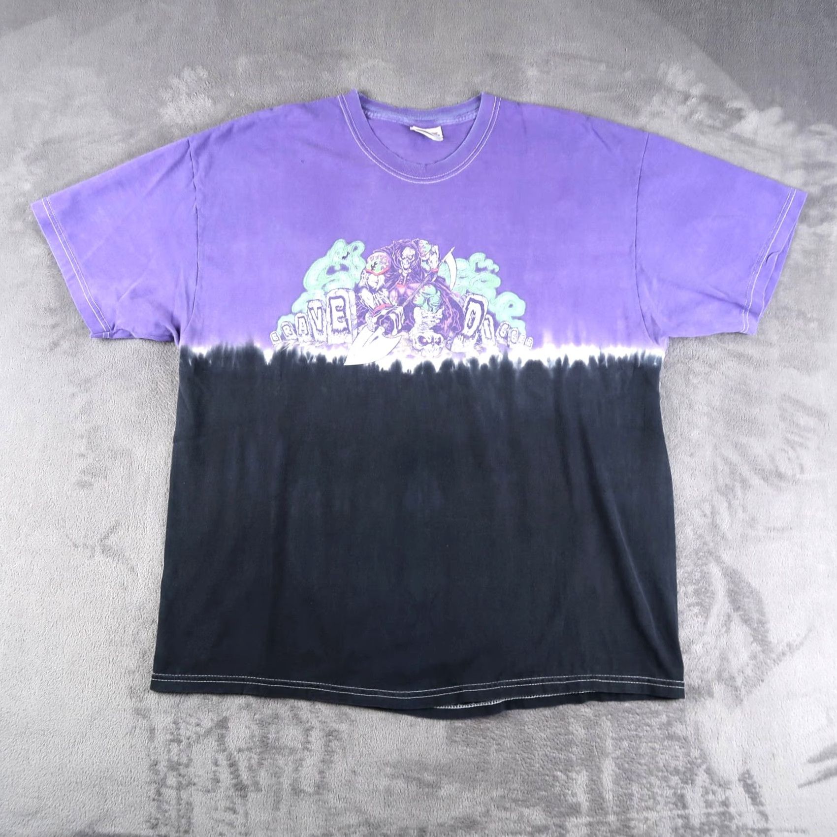 Hanes VINTAGE Grave Digger Reaper Monster Truck Racing T-Shirt Hanes XL Purple / Black Graphic Print Short Sleeve Crew Neck Men XLarge Size US XL / EU 56 / 4 - 2 Thumbnail