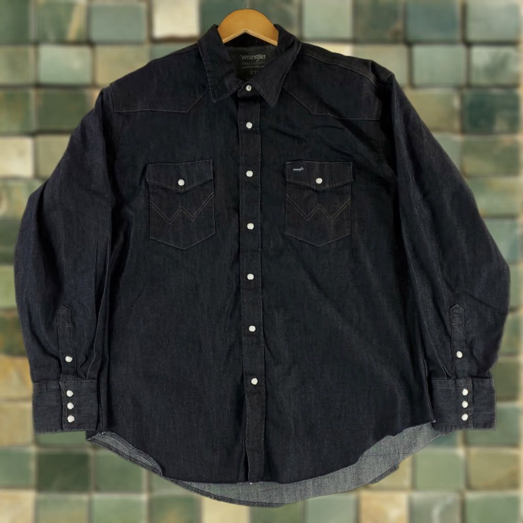 Wrangler Wrangler Pearl Snap Shirt Blue Mens XXL Advanced Comfort Poly Cotton Blend Long Sleeve Shirt Size US XXL / EU 58 / 5 - 1 Thumbnail