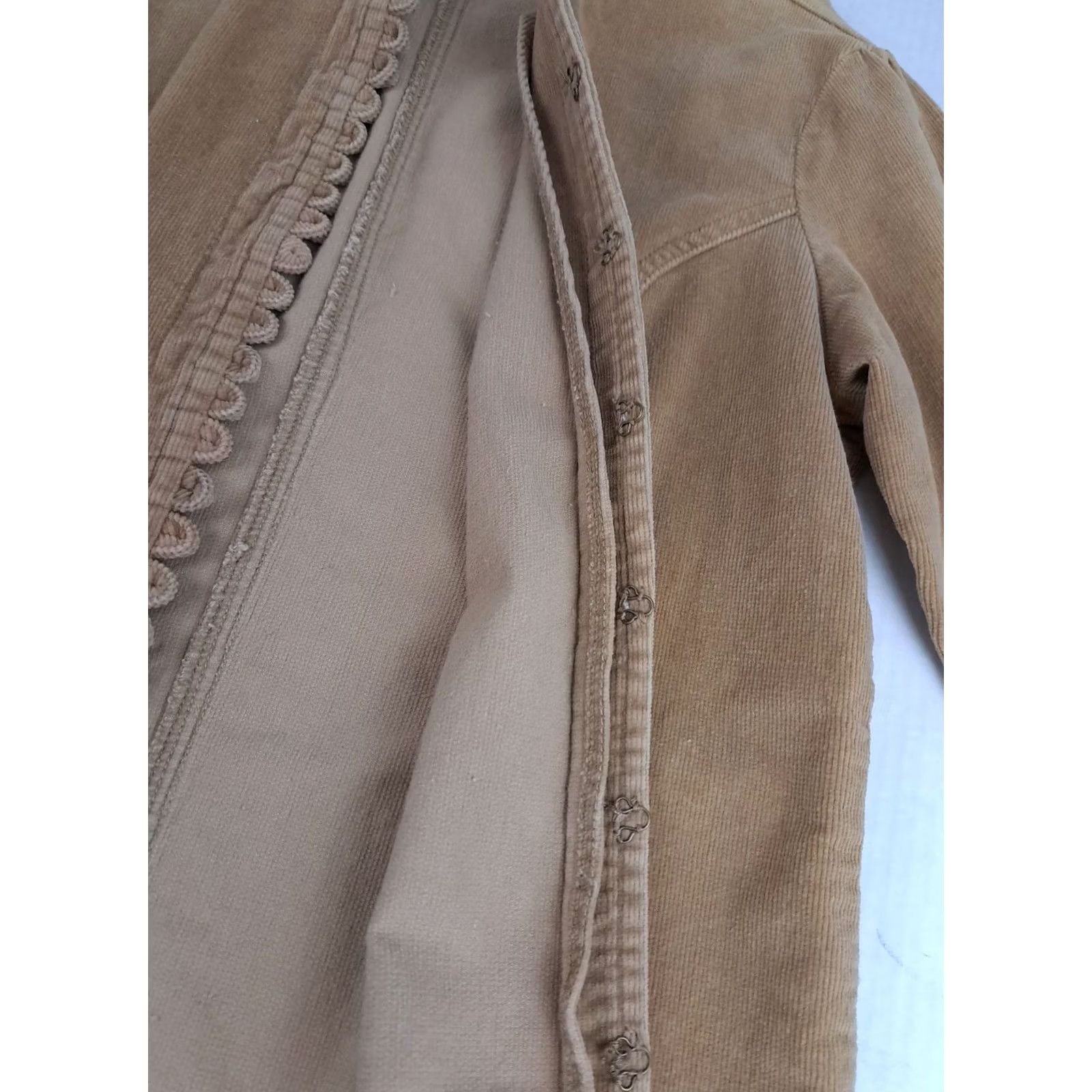 JCPenney Vintage Corduroy Cotton Tan Loop&Hook Button Woman Blazer Size L / US 10 / IT 46 - 3 Thumbnail