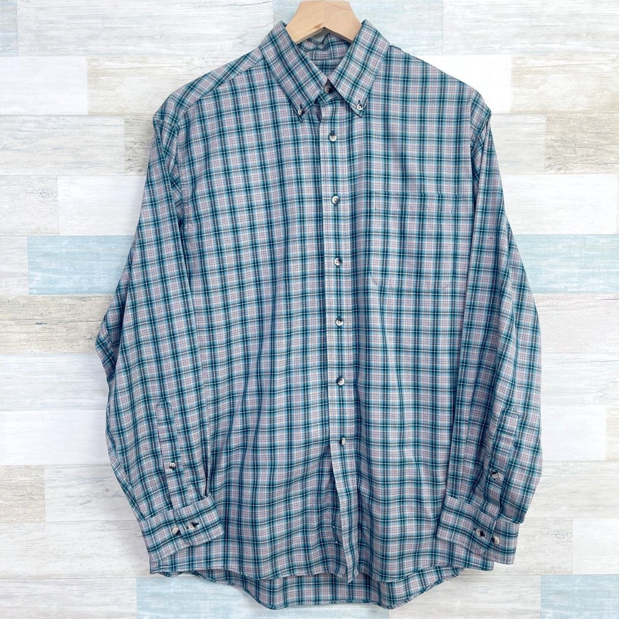 Jos. A. Bank Jos A Bank Travelers Button Down Shirt Green Plaid Mens M Size US M / EU 48-50 / 2 - 1 Thumbnail