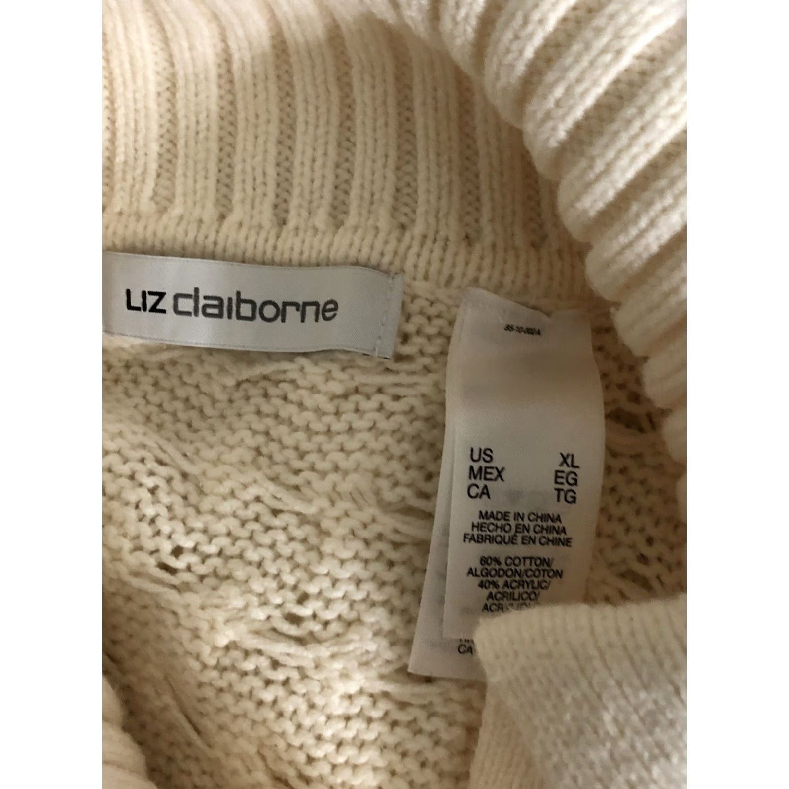 Liz Claiborne Liz Claiborne XL Ivory Crochet Knit Turtleneck Sweater Long Sleeve Casual Workwear Pullover Regular Womens Winter Crochet Knit Open-Knit Cable? Size XL / US 12-14 / IT 48-50 - 4 Thumbnail