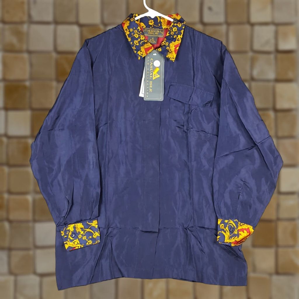 Vintage Vintage Pure 100% Silk Preppy Button Up Womens Medium Paisley Collared Shirt 80s Size M / US 6-8 / IT 42-44 - 1 Thumbnail