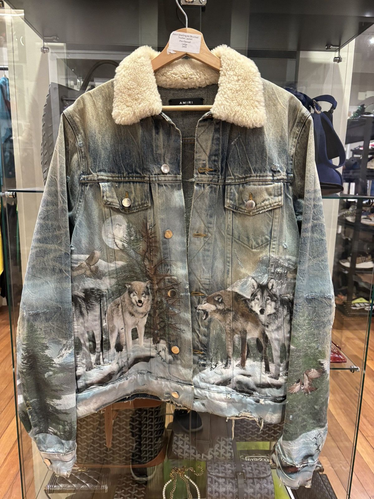Amiri Shearling Air Brushed Trucker Jacket