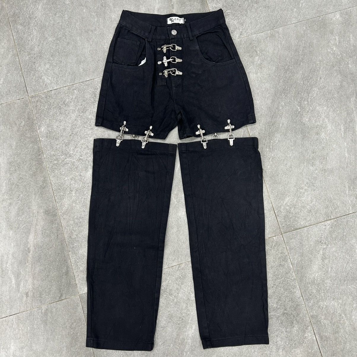 Japanese Brand MAD-Punk Buckle Black Jeans Size US 27 - 1 Thumbnail