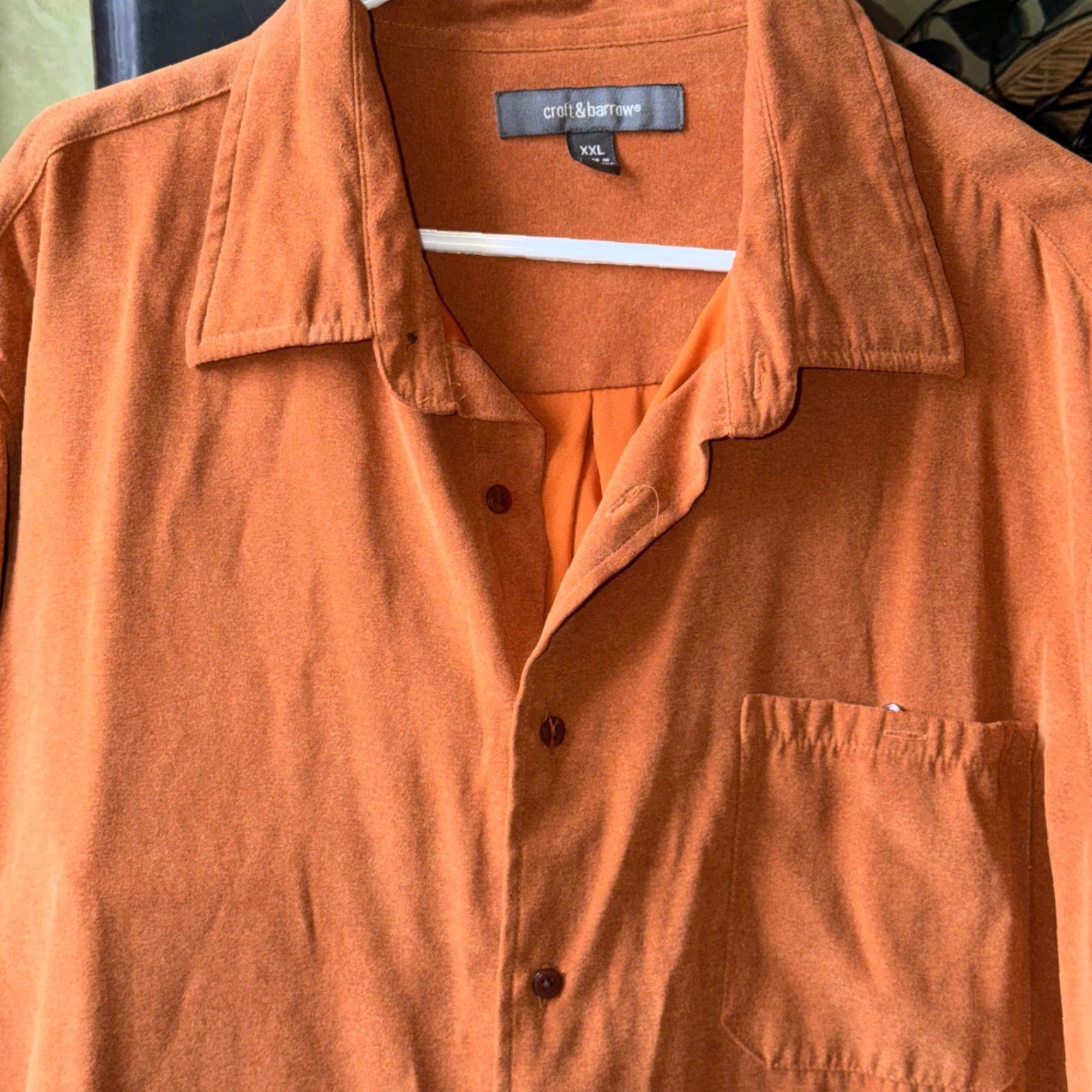 Croft & Barrow Croft&Barrow Shirt Mens 2XL PUMPKIN ORANGE sueded Button Up Long Sleeves Pocket Size US XXL / EU 58 / 5 - 4 Thumbnail
