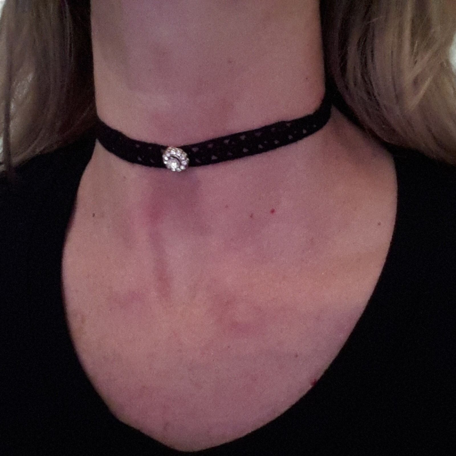 Other Black Lace Choker Necklace Diamonds Glam Goth Boho Cottage Size ONE SIZE - 4 Thumbnail