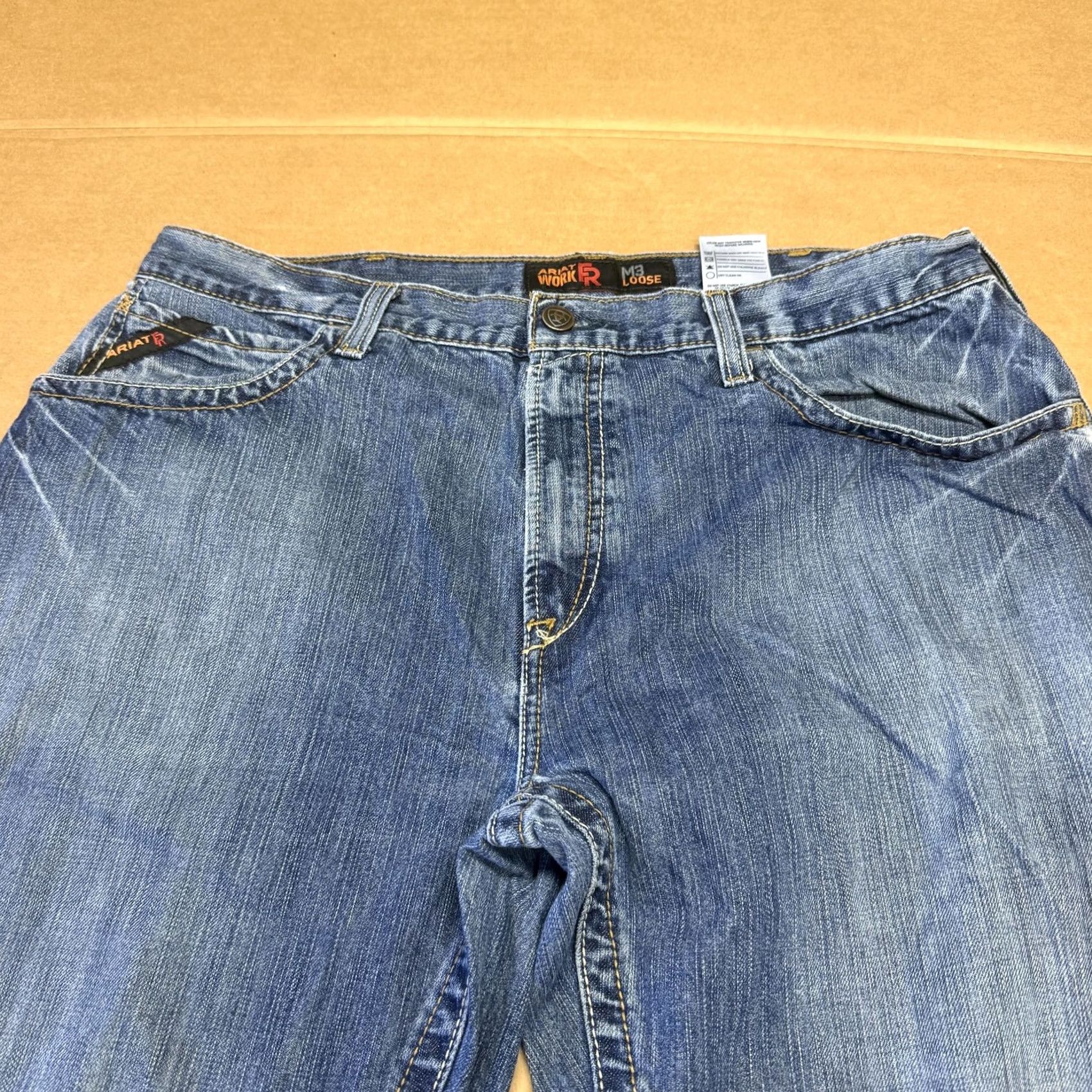 Ariat Ariat Work FR M3 Loose Jeans Mens 40x29 Blue Medium Wash Relaxed Denim Straight Work FR M3 Loose Mens Jeans Size US 40 / EU 56 - 7 Thumbnail