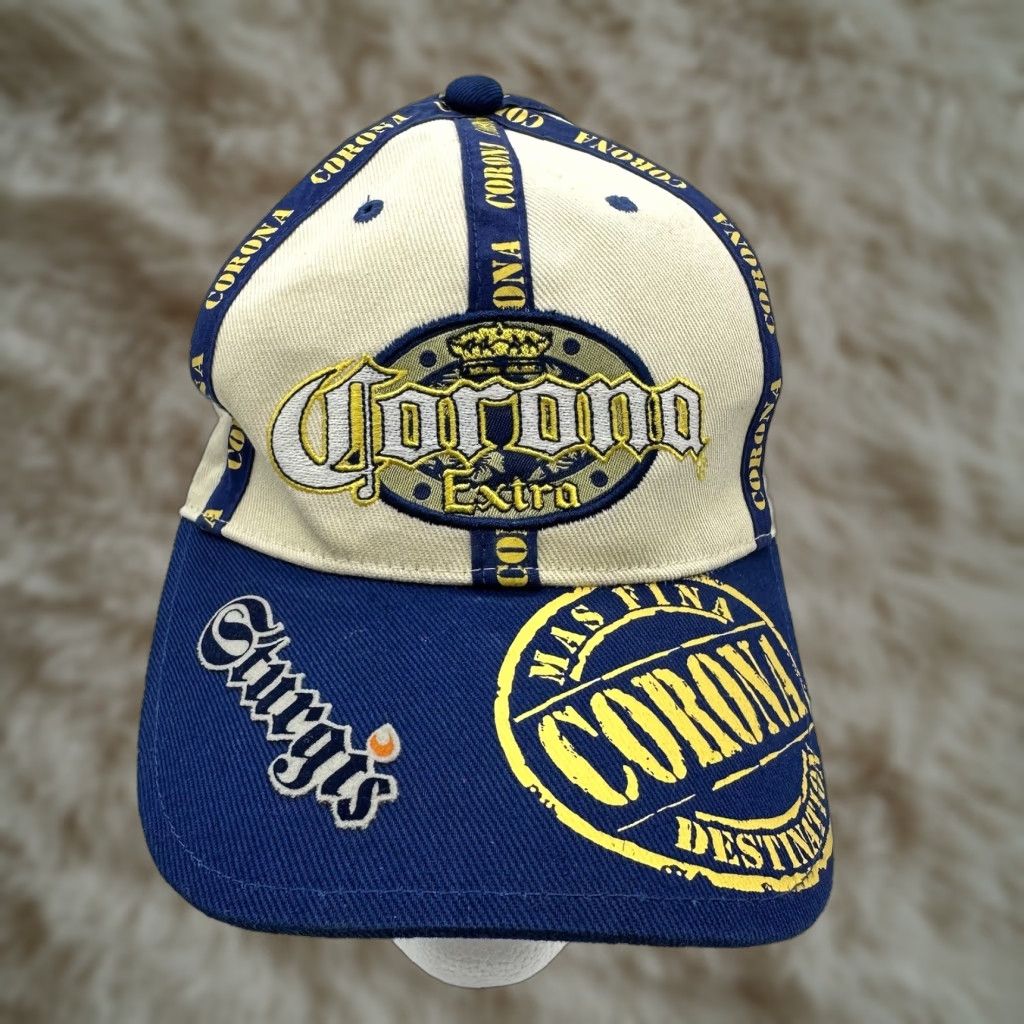 Logo 7 Corona Extra Sturgis Biker Hat Blue Beige Strapback Cap Logo Embroidered Size ONE SIZE - 1 Thumbnail