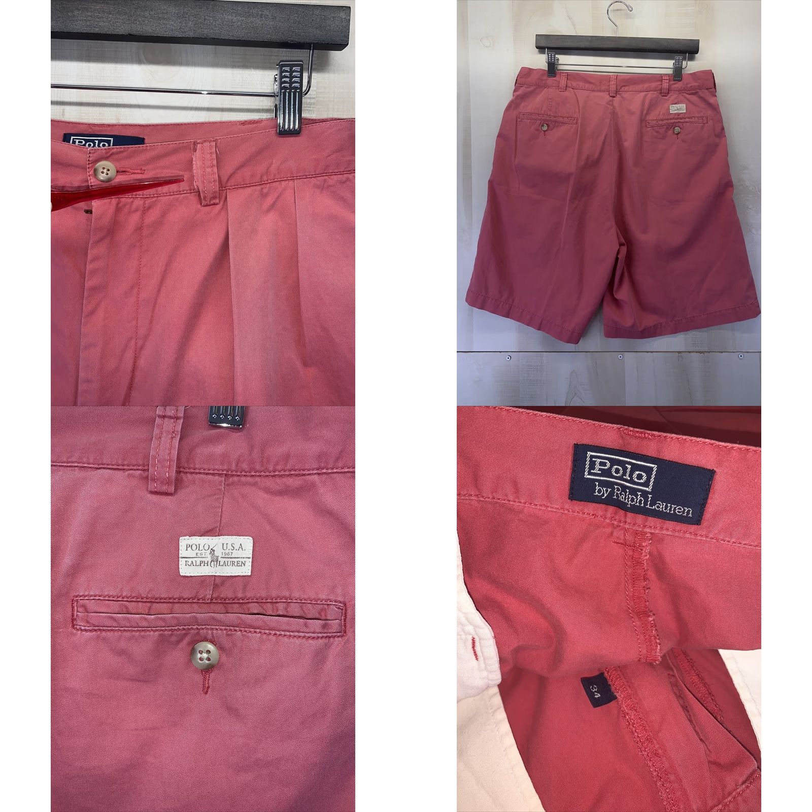 Polo Ralph Lauren VINTAGE Polo Ralph Lauren Tyler Short Chino Shorts Mens 34 Red Pleated Logo 90s American Casual Vintage Mens Size US S / EU 44-46 / 1 - 8 Thumbnail