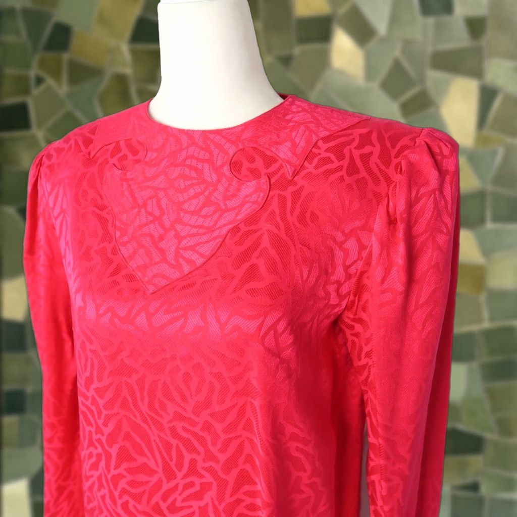 Pinko VINTAGE Argenti Dress Blouson 80s Silk Drop Waist Midi Party Pink 4 Womens Size S / US 4 / IT 40 - 1 Thumbnail