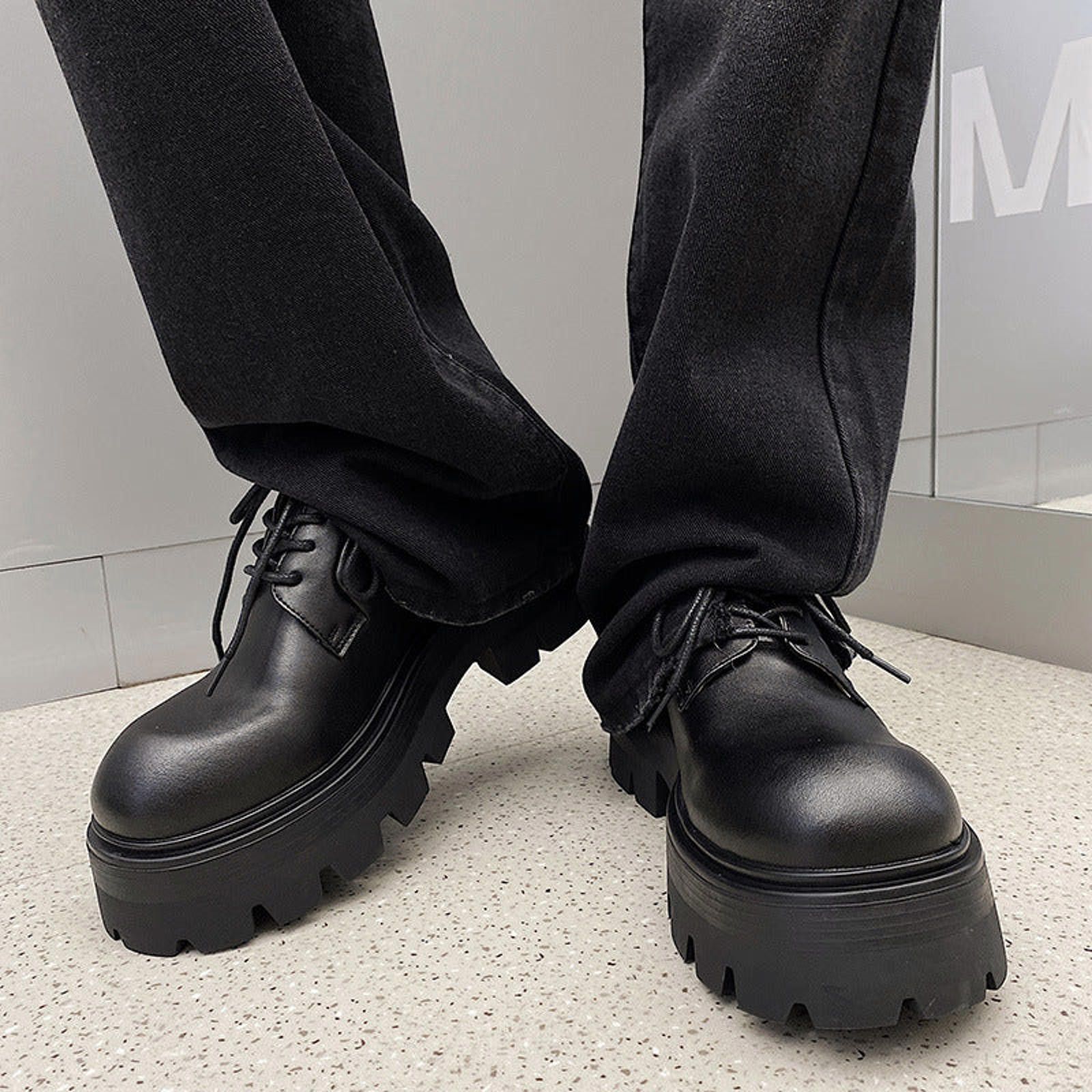 Leather Thick-Sole 7cm Derby Shoes | Toe Elevated Leather Shoes Size US 8 / EU 41 - 4 Thumbnail