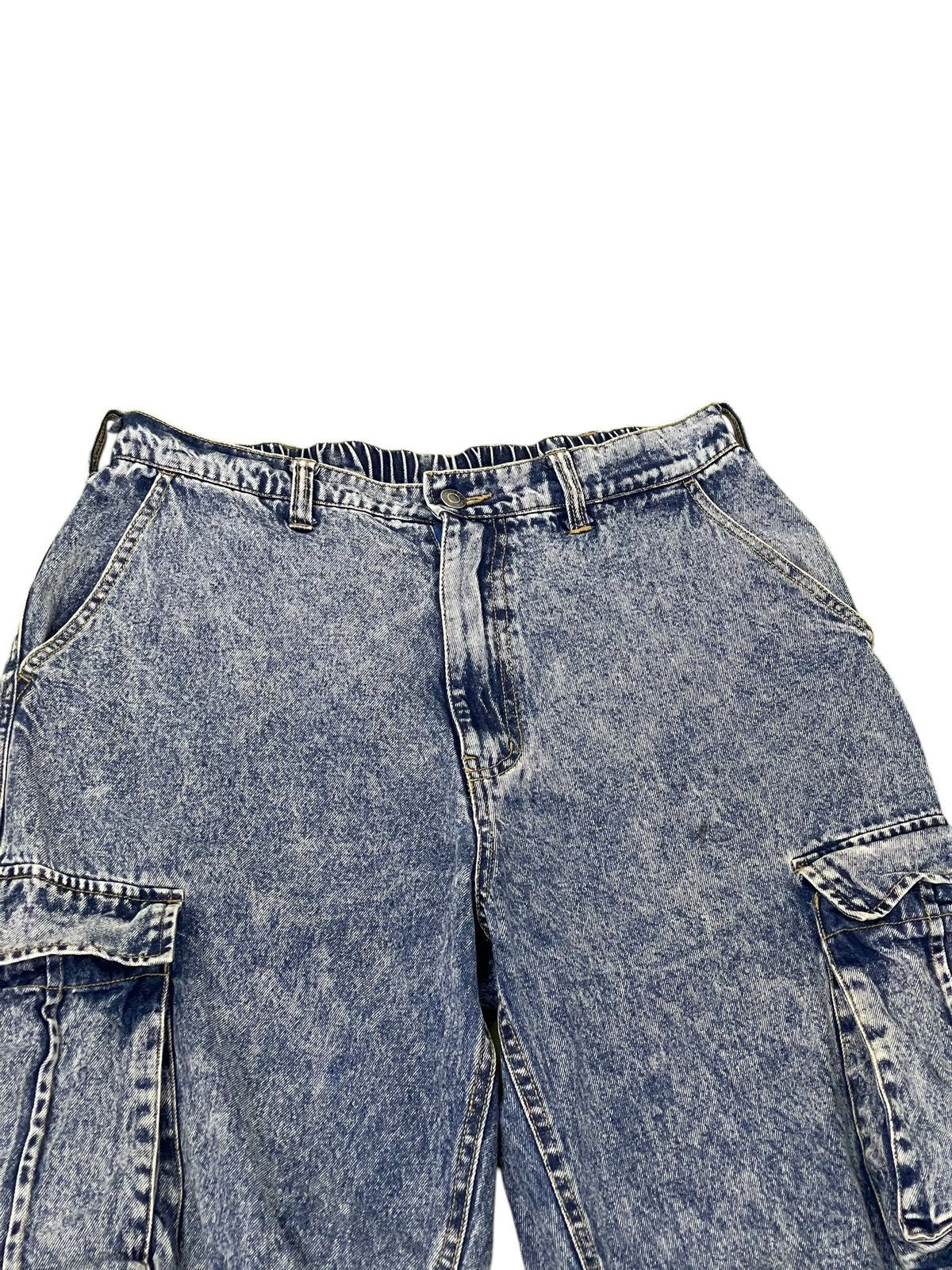 Japanese Brand Wide Cargo Jeans Jungle Storm Faded Blue 1🟦0 Size US 33 - 6 Thumbnail