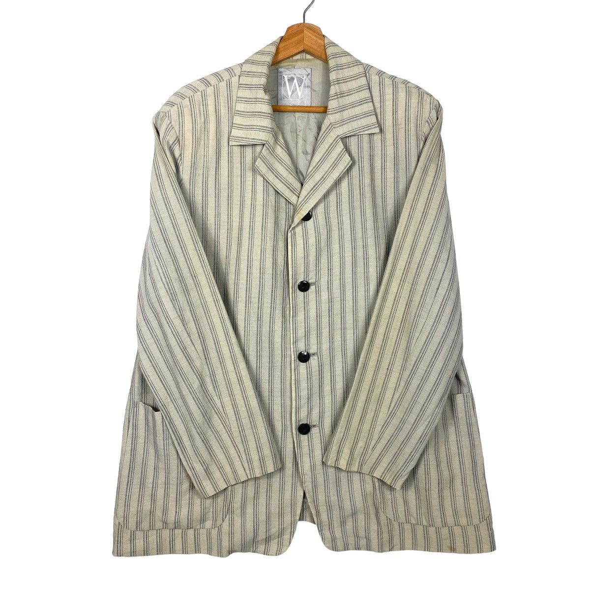 Yohji Yamamoto 🔥 WORK SHOP YOHJI YAMAMOTO STRIPE LINEN JACKET Size US M / EU 48-50 / 2 - 8 Thumbnail