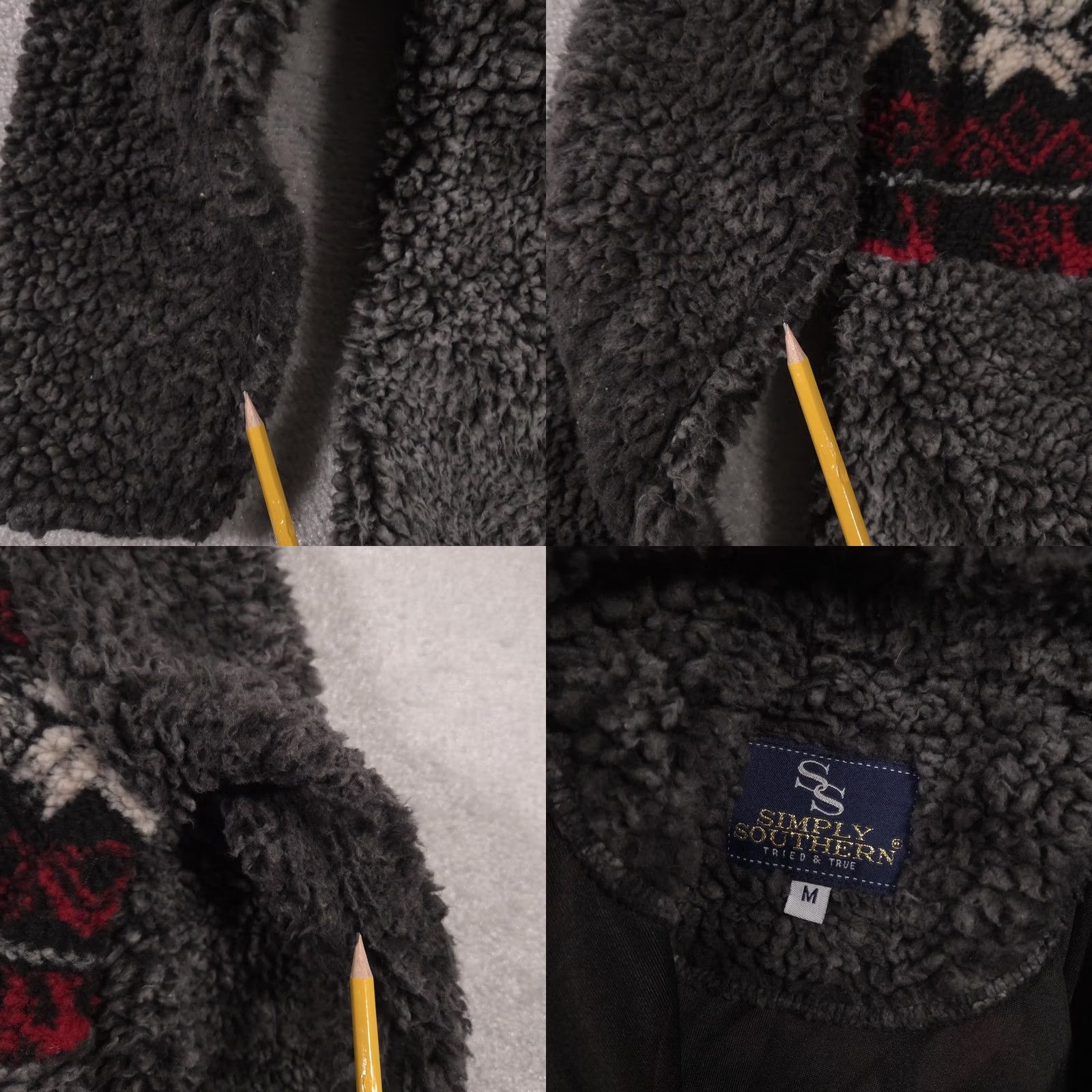 Vintage VINTAGE? Simply Southern Sherpa Pullover Womens M Gray Reindeer Snowflake 1/4 Zip Size M / US 6-8 / IT 42-44 - 10 Thumbnail