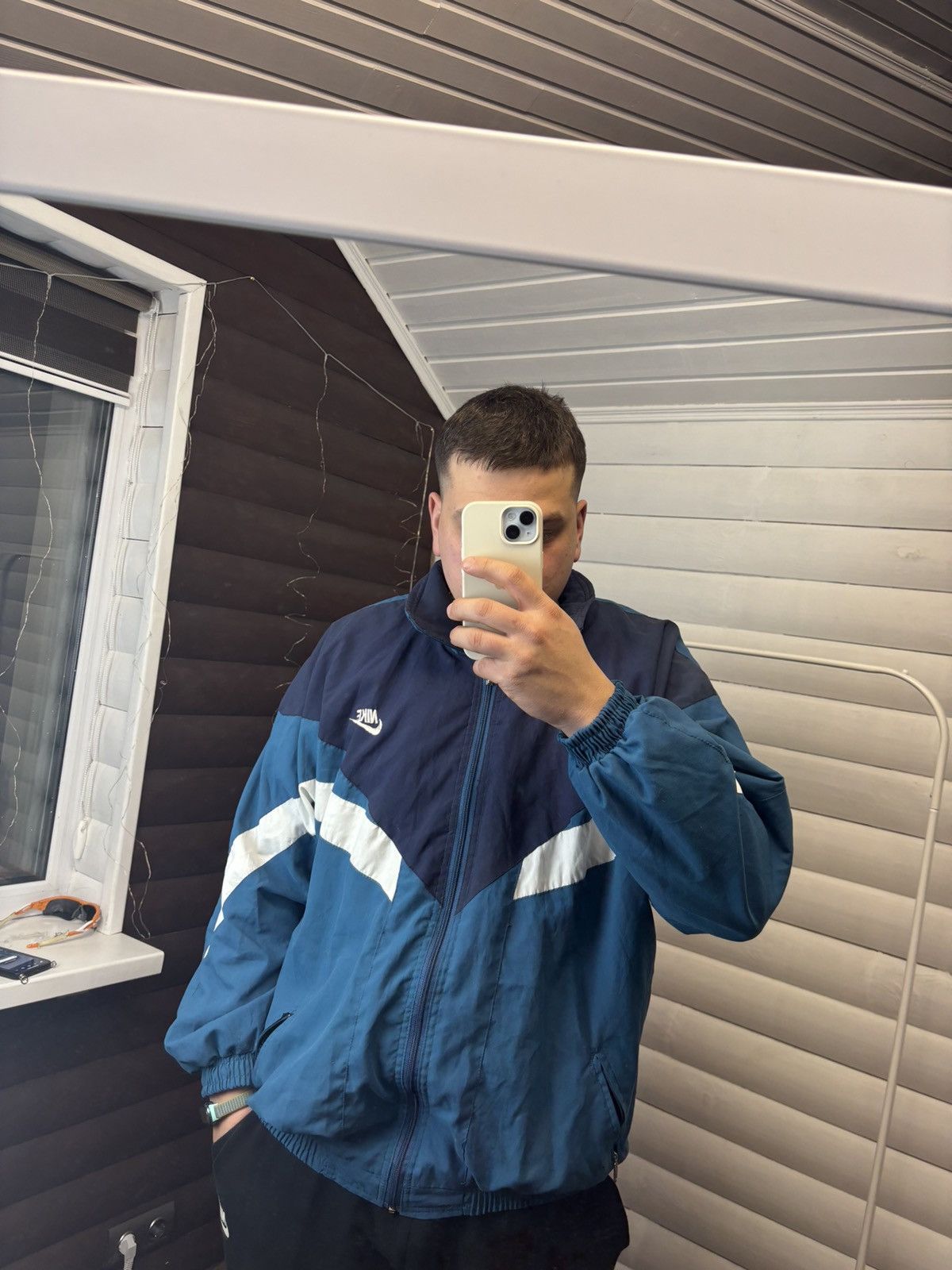 Nike × Vintage Vintage Nike Track Jacket Nylon Swoosh 90s Size US L / EU 52-54 / 3 - 1 Thumbnail