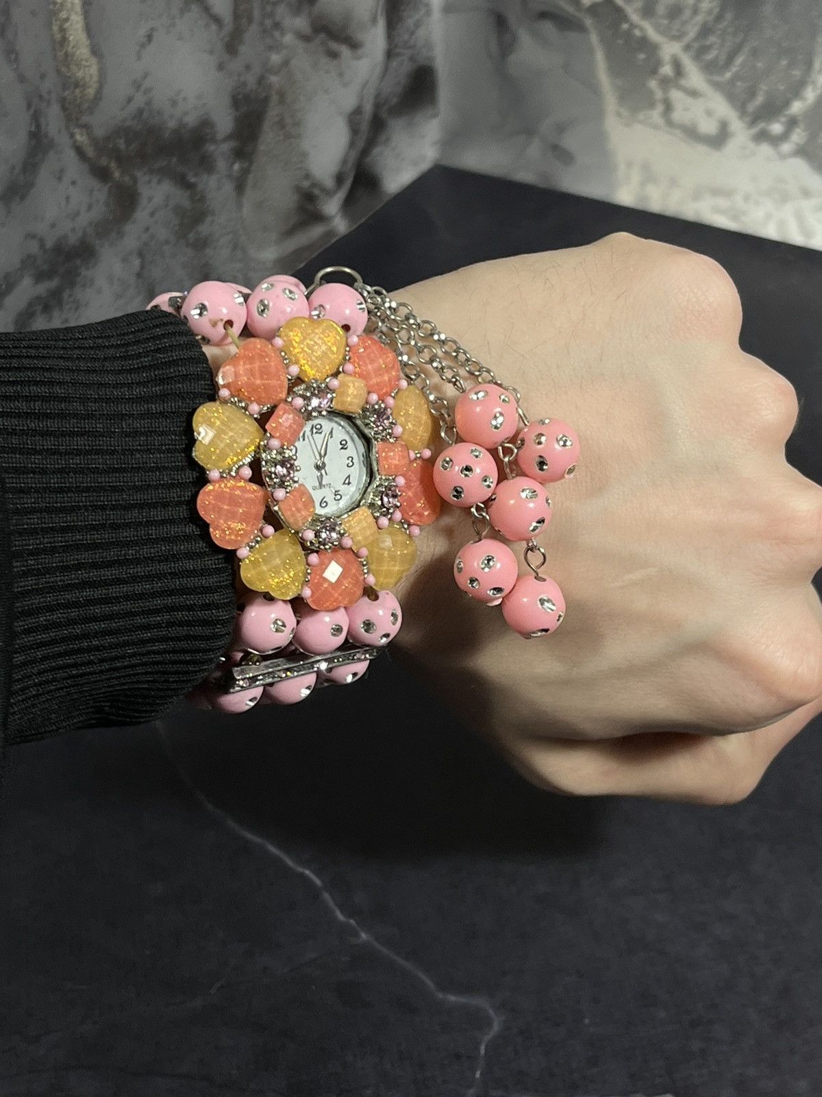 Hysteric Glamour Handmade Beaded Flower Watch Bracelet Japanese Movement Size ONE SIZE - 1 Thumbnail