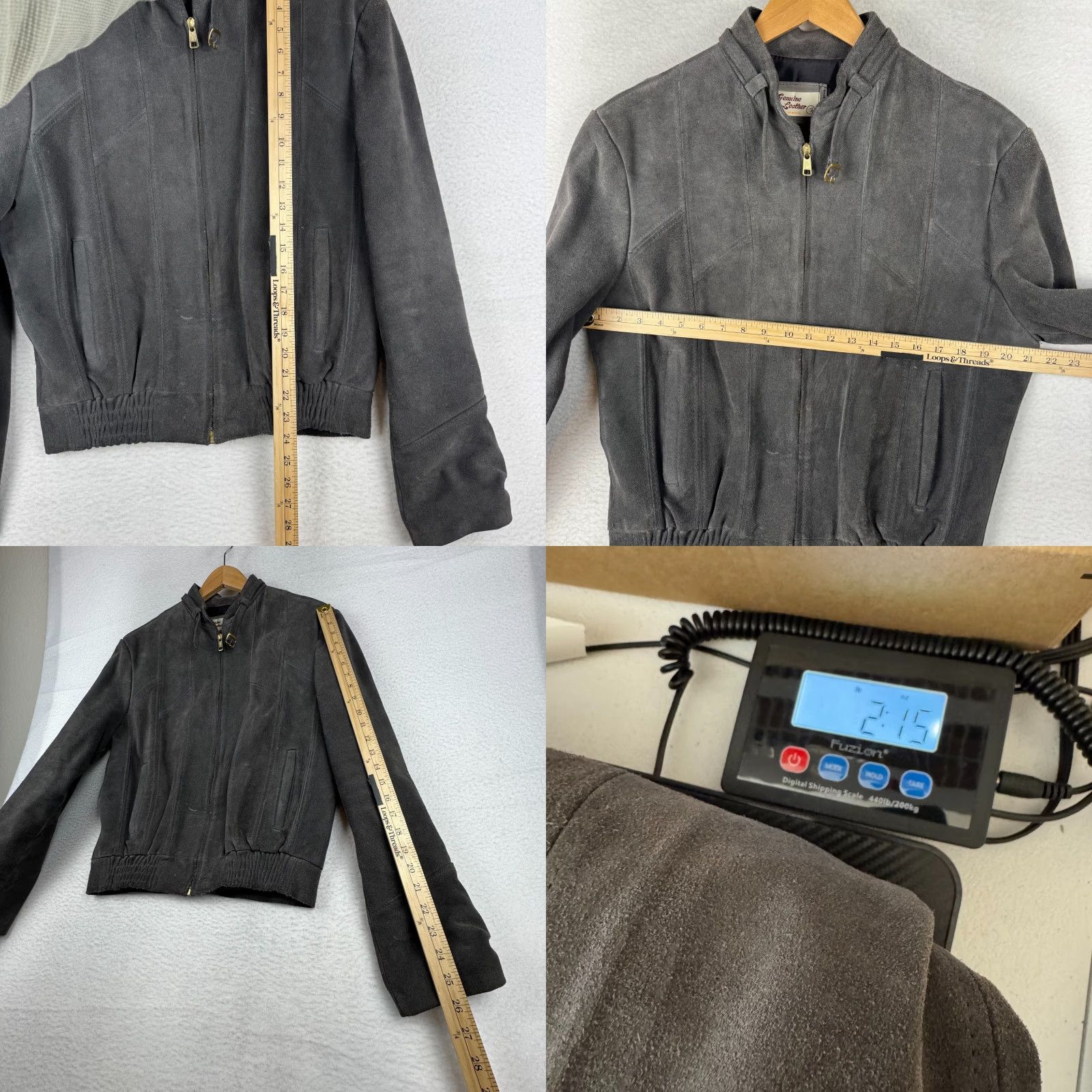 Vintage VINTAGE 80s Genuine Leather Full Zip Bomber Jacket Adult 42 Gray Suede Leather Bomber Jacket Mens Gray 42 Full Zip Leather Winter Spring Fall 1980s Size US XS / EU 42 / 0 - 8 Thumbnail